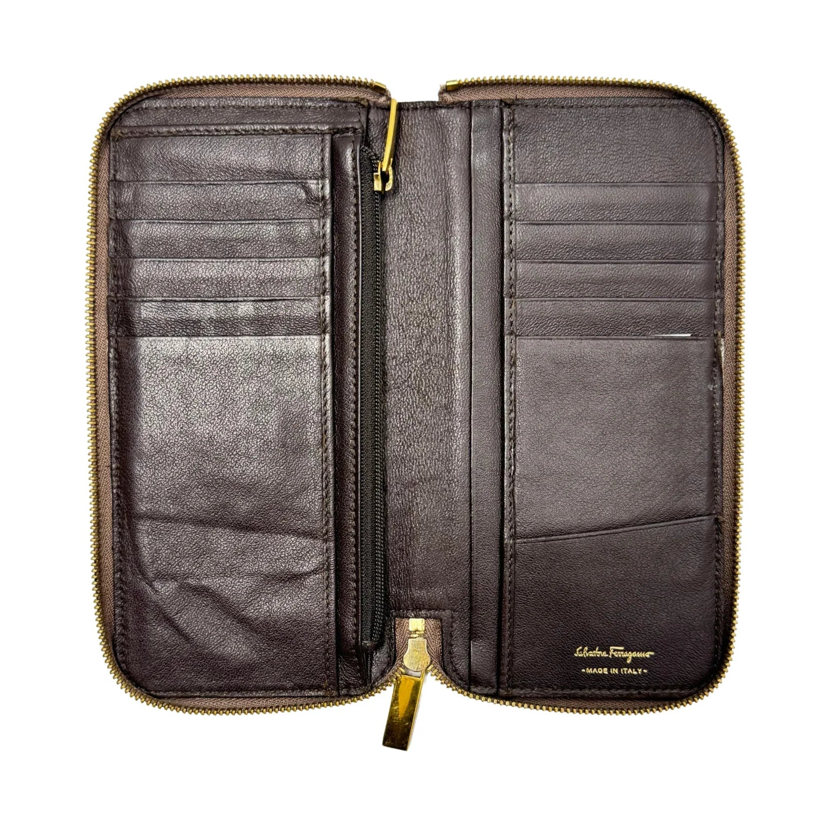 Salvatore Ferragamo Dark Brown Leather Long Wallet