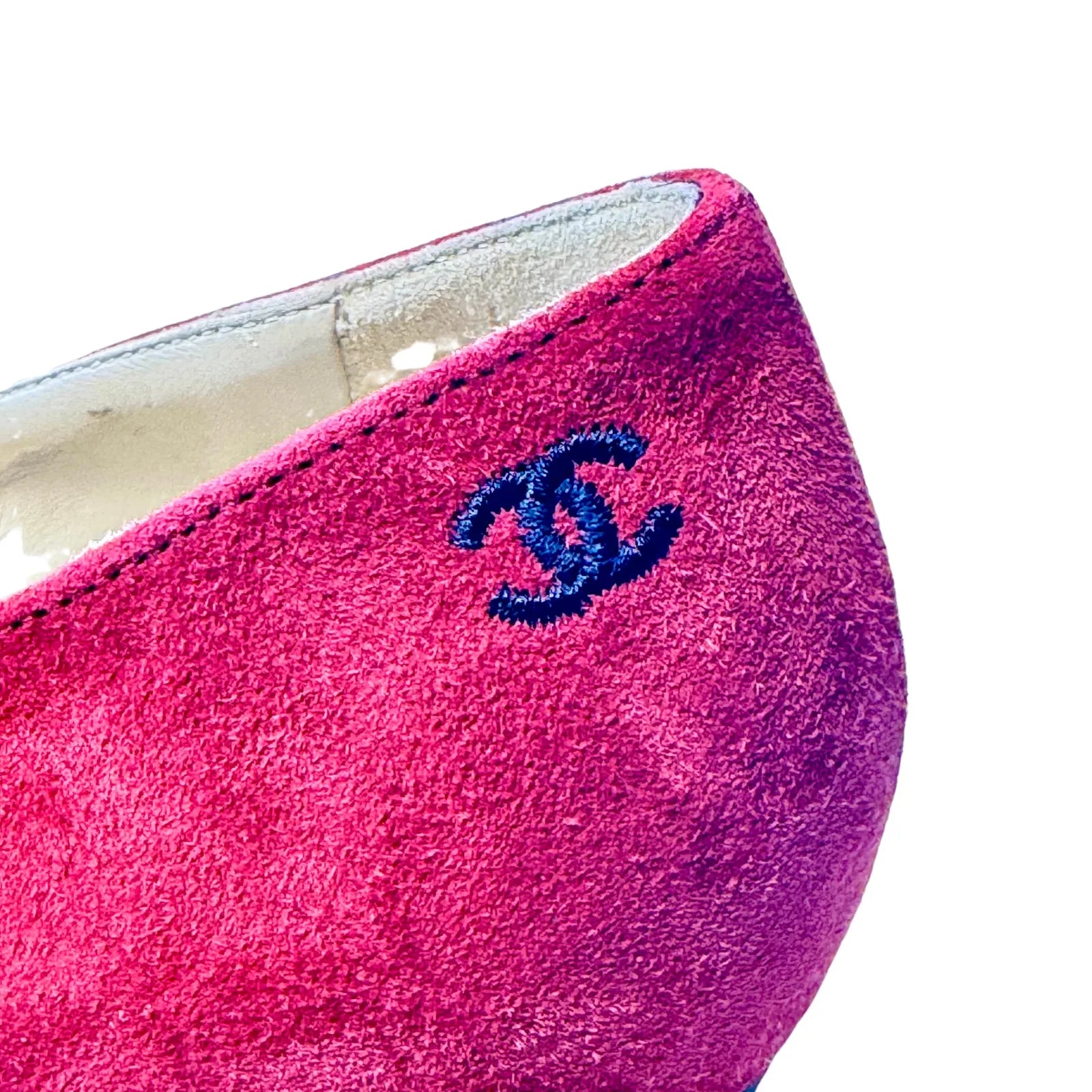 Chanel Suede Satin Cap Toe Gabrielle Ballerina Heels – Size 36.5