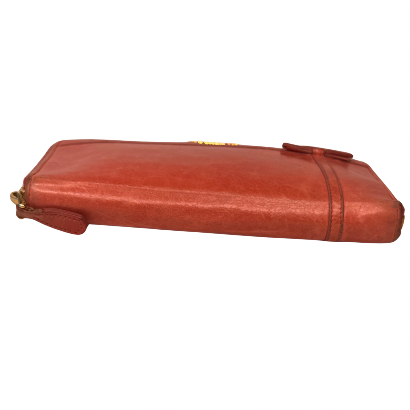 Prada Pink Leather Long Wallet with Zip Coin Compartment