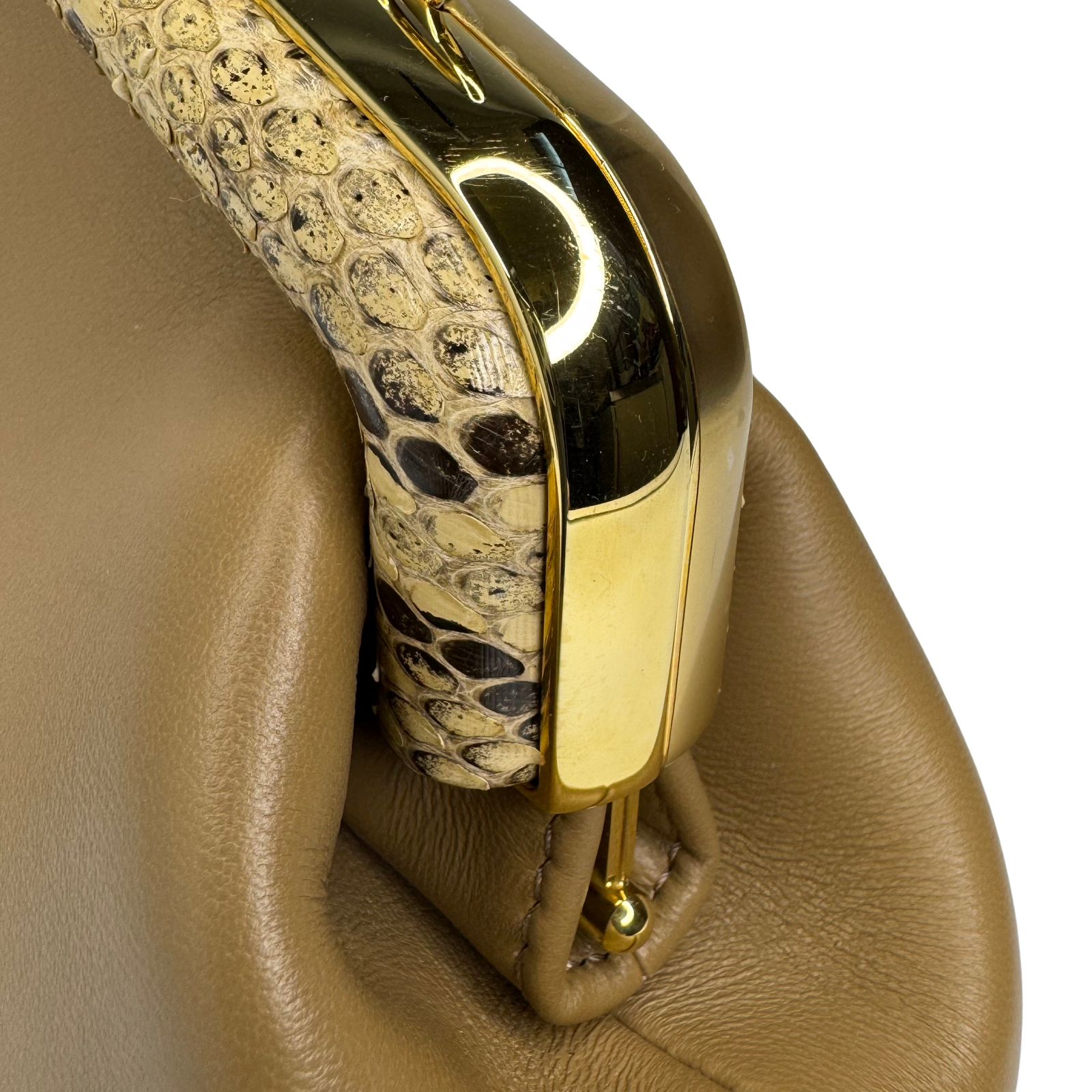Fendi First Small Shiny Nappa Beige Snakeskin Lambskin Crossbody Bag
