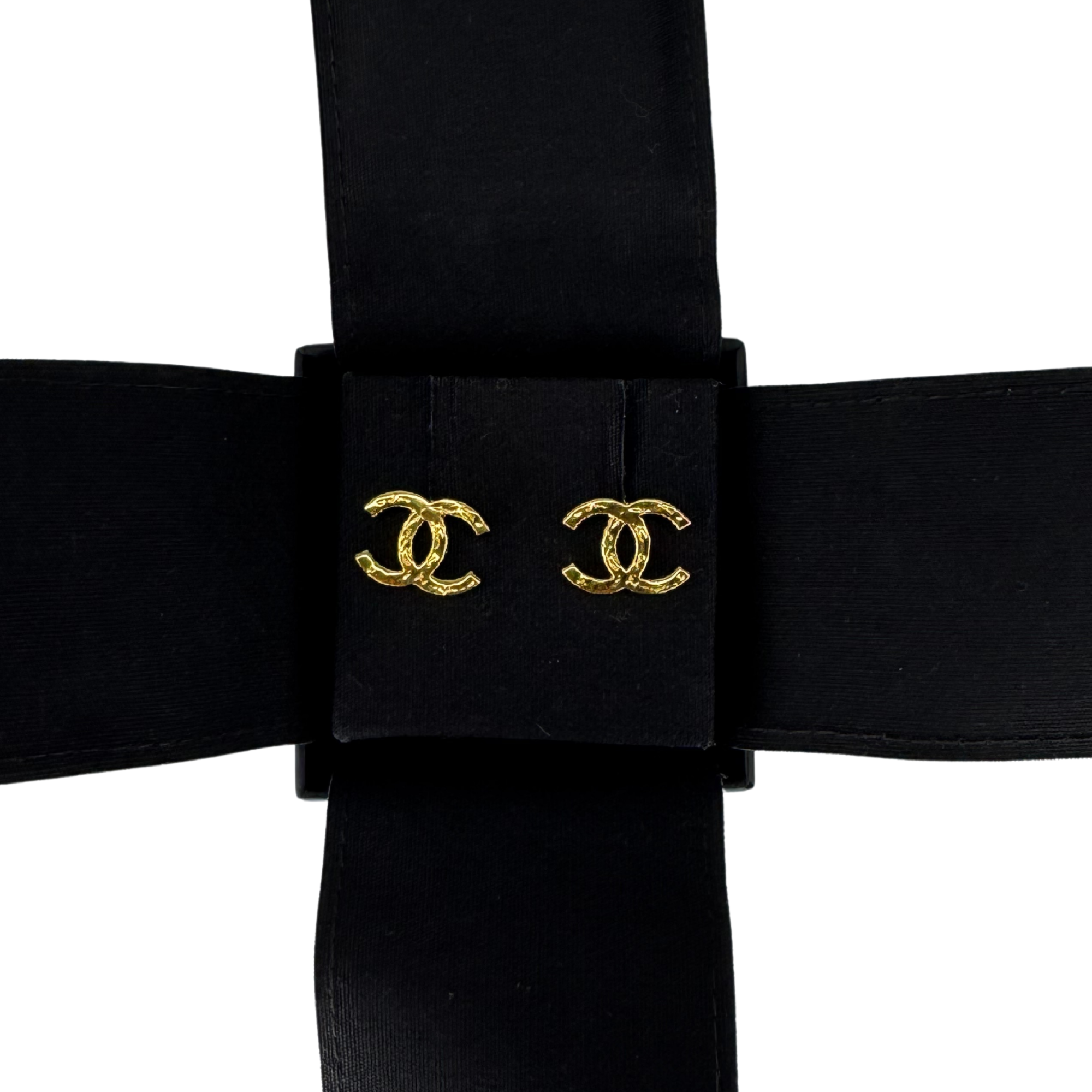 Chanel 18K Gold-Plated CC Logo Stud Earrings