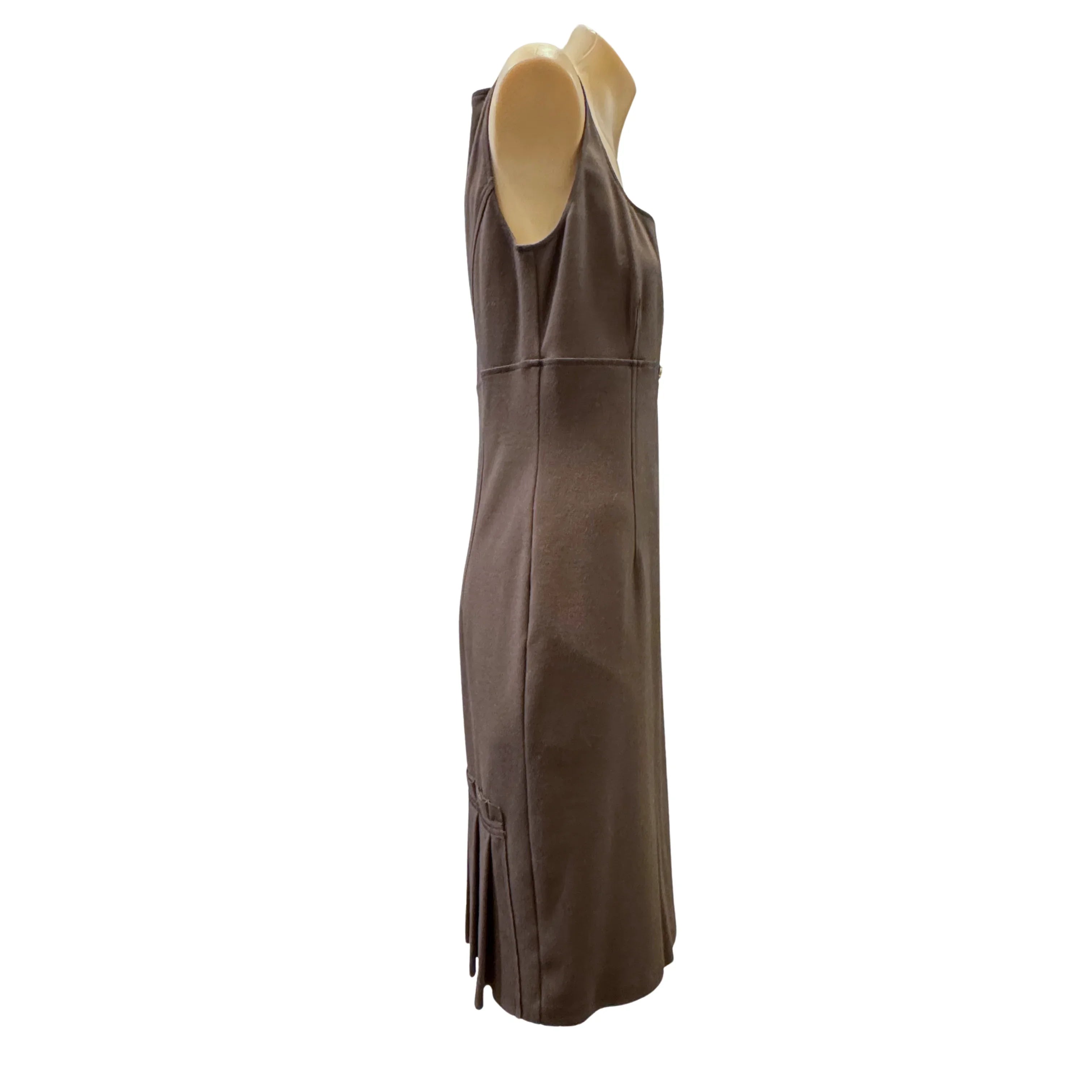 Roberto Cavalli Brown Sleeveless Square Neck Midi Dress Size 44