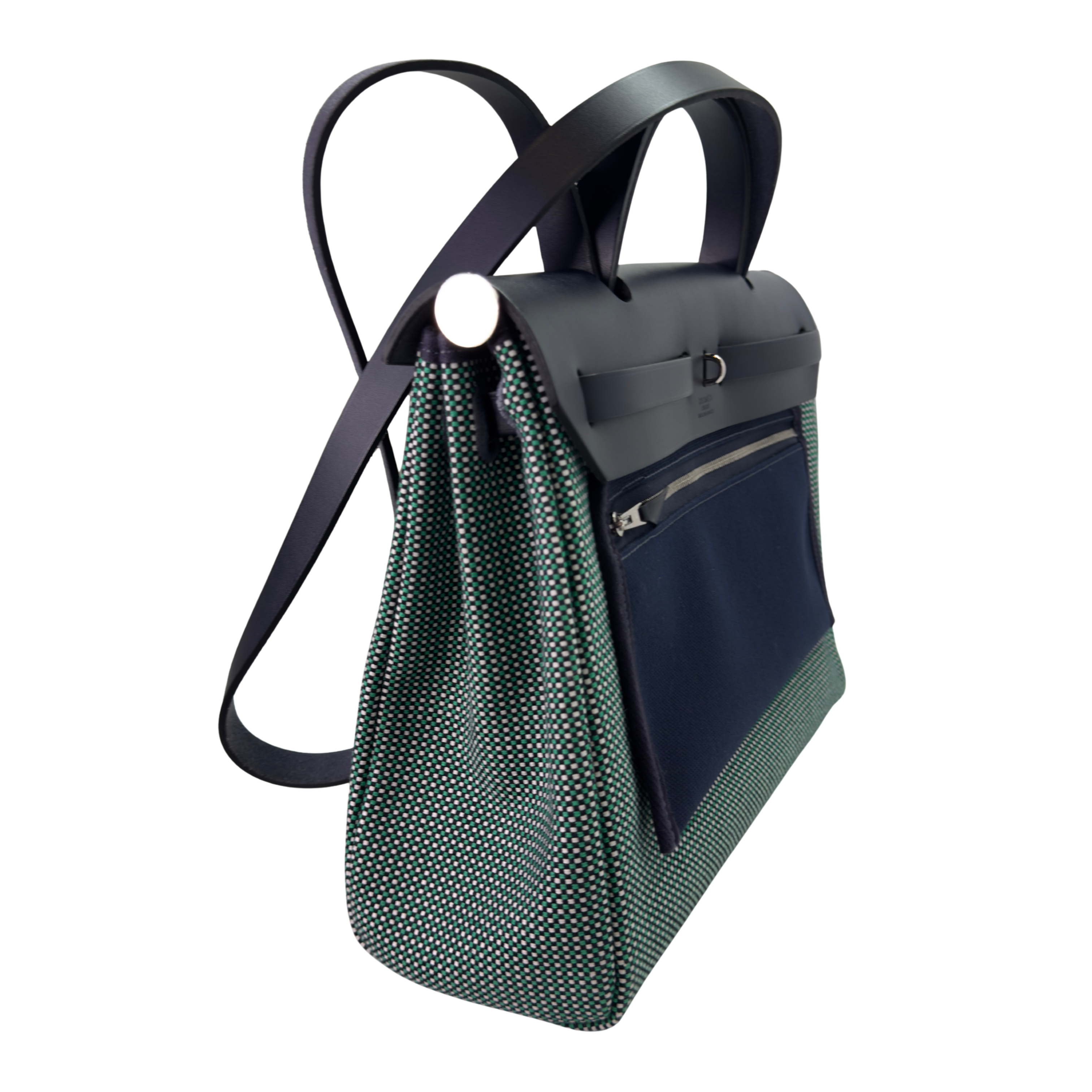 Hermés Herbag Zip 31 Criss Viking Quadrille Dark Green/Navy