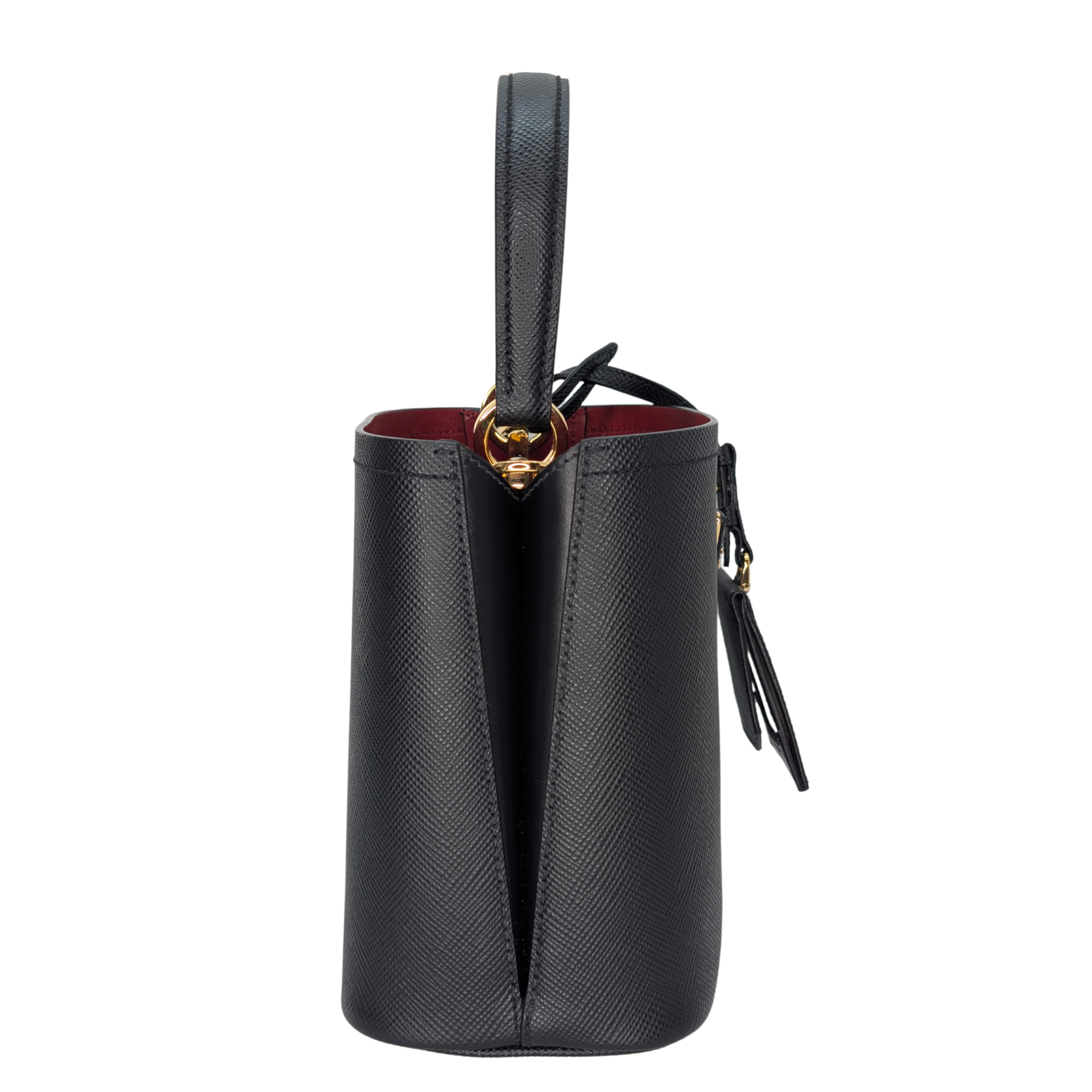 Prada Saffiano Cuir Small Panier Bucket Bag Black