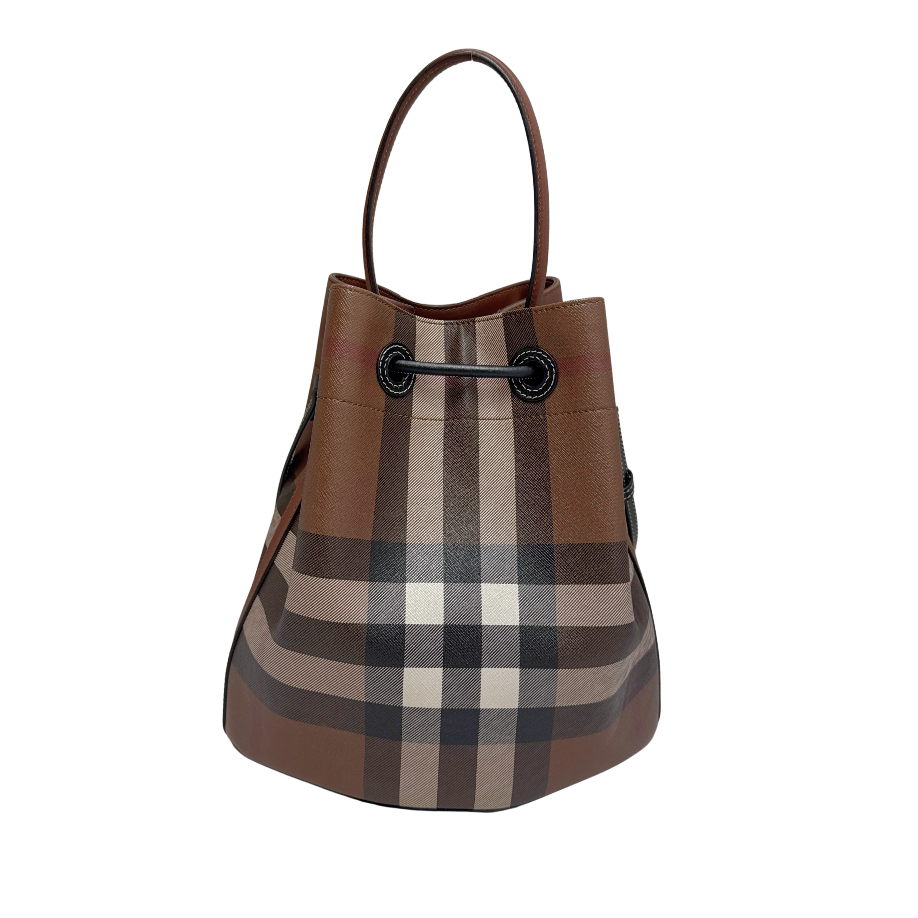 Burberry TB Small Check Bucket Bag Brown