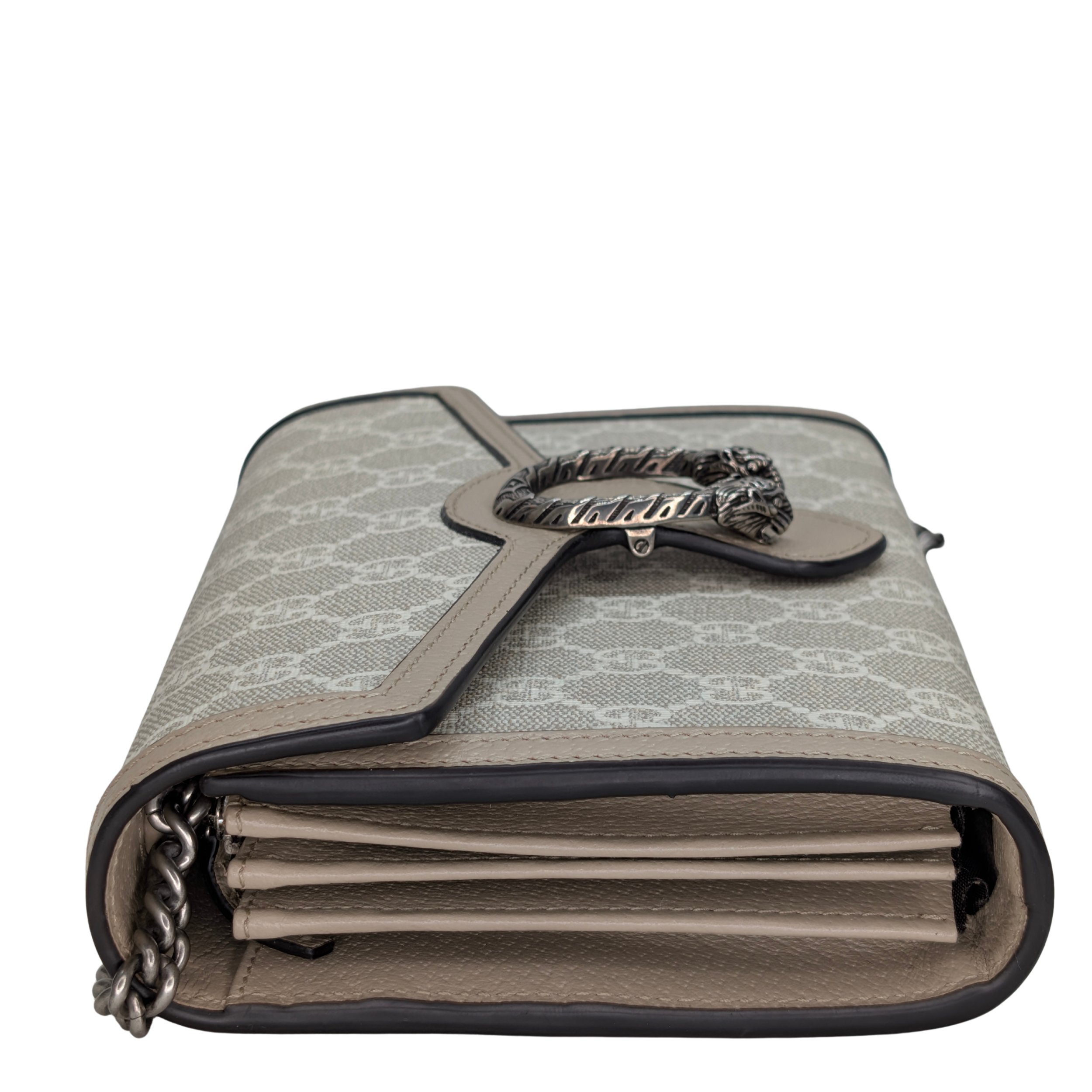 Gucci Dionysus GG Supreme Chain Wallet Beige