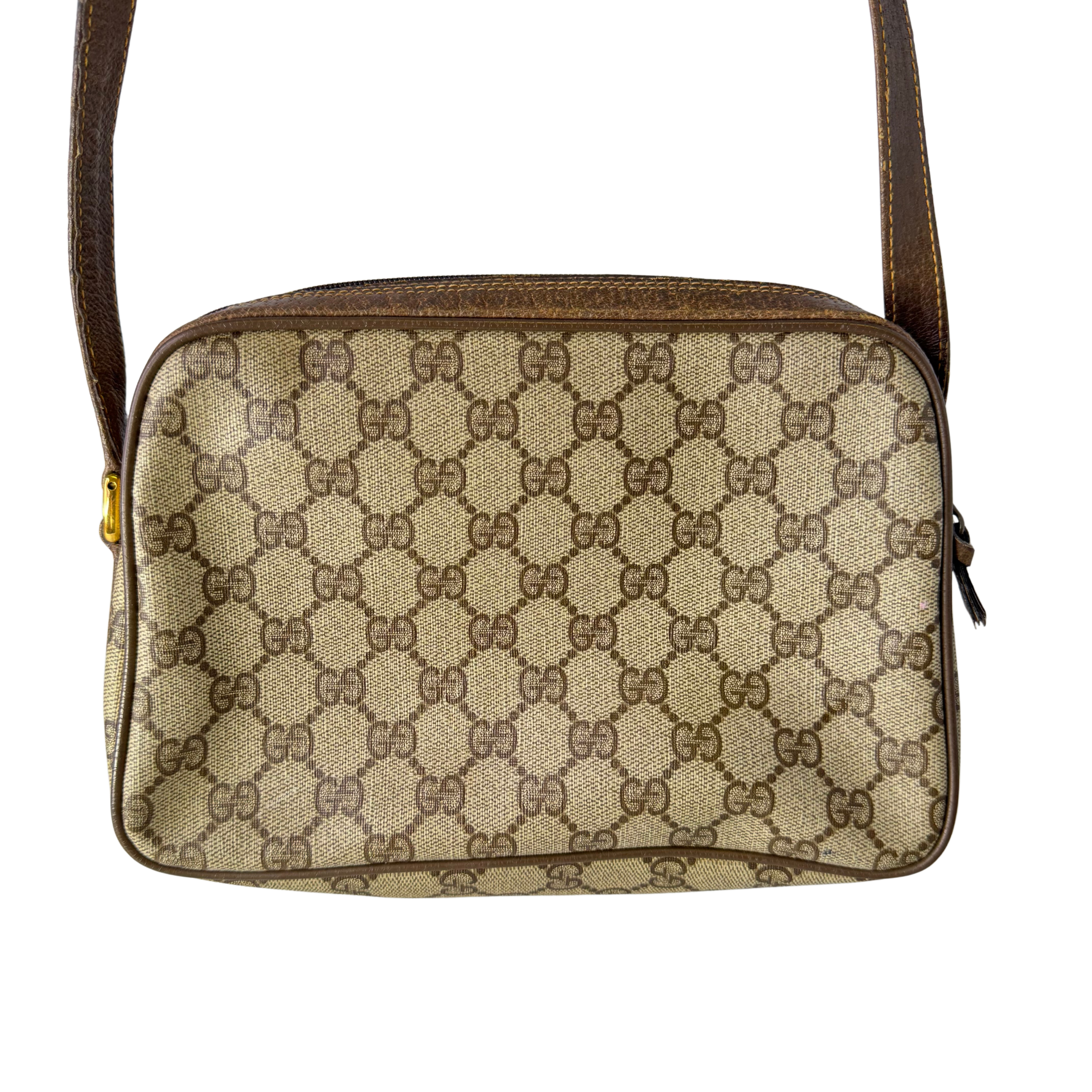 Gucci GG Supreme Crossbody Messenger Bag Beige