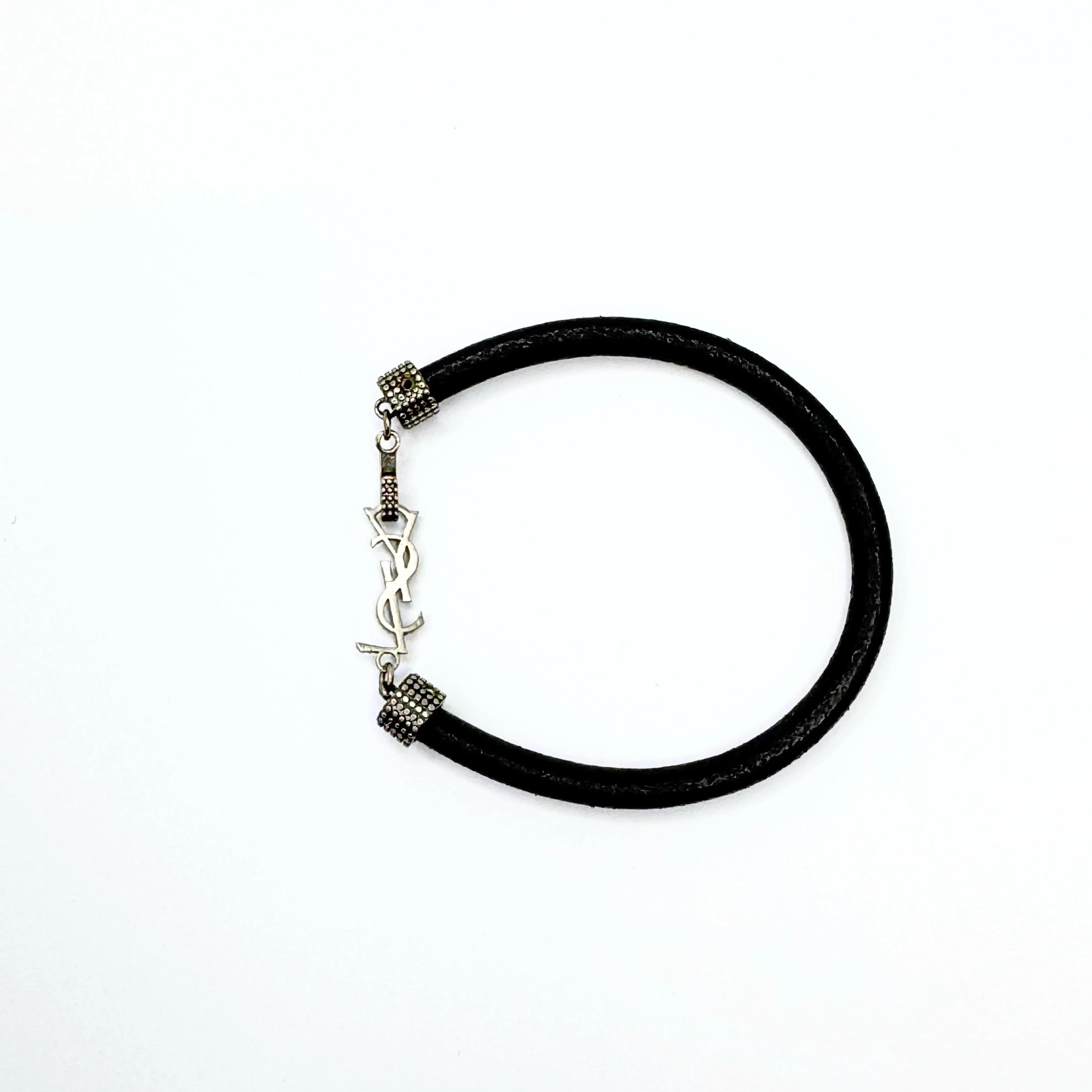 Yves Saint Laurent YSL Textured Leather Bracelet