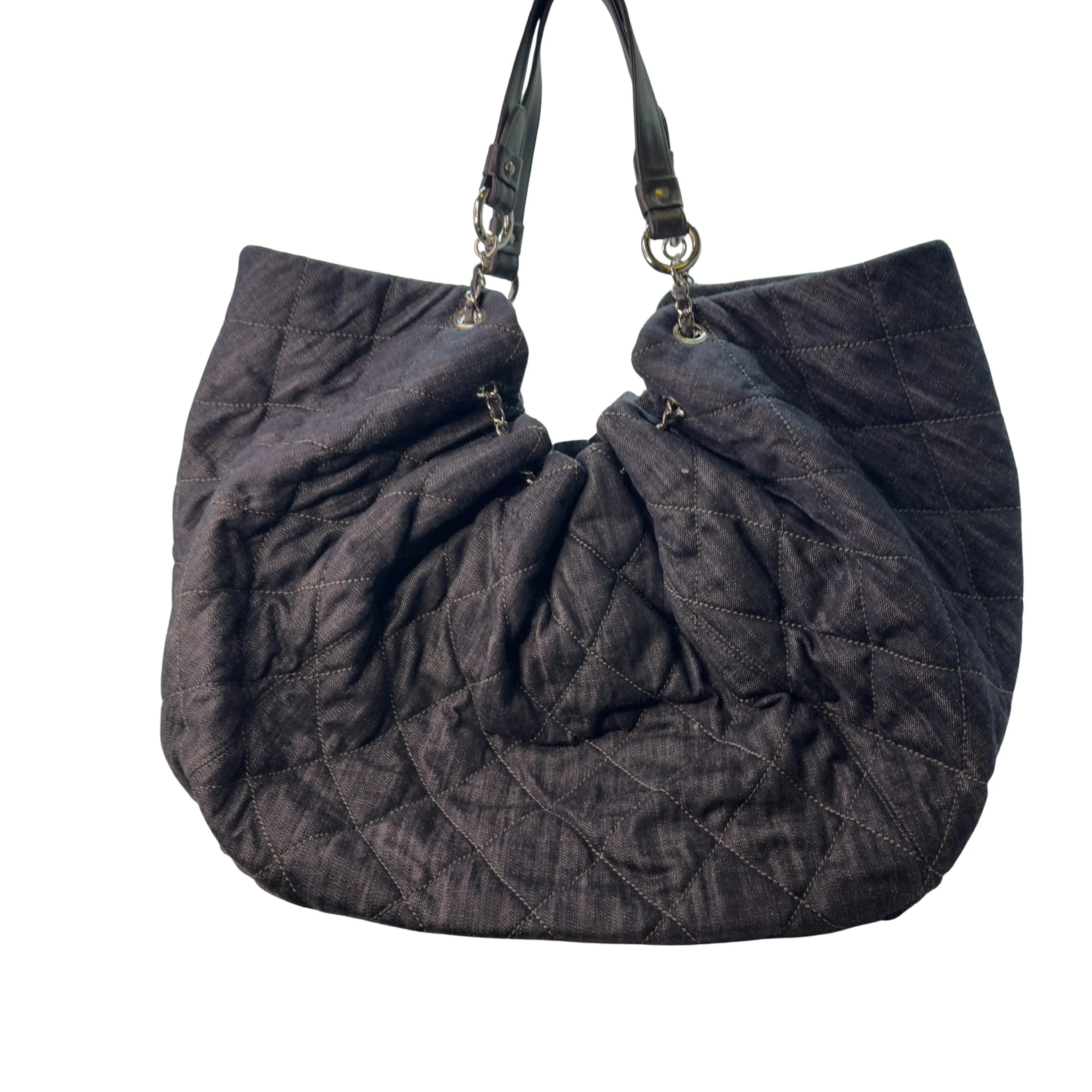 Chanel Coco Spirit XL Denim Cabas Tote Bag Black - Lost Designer