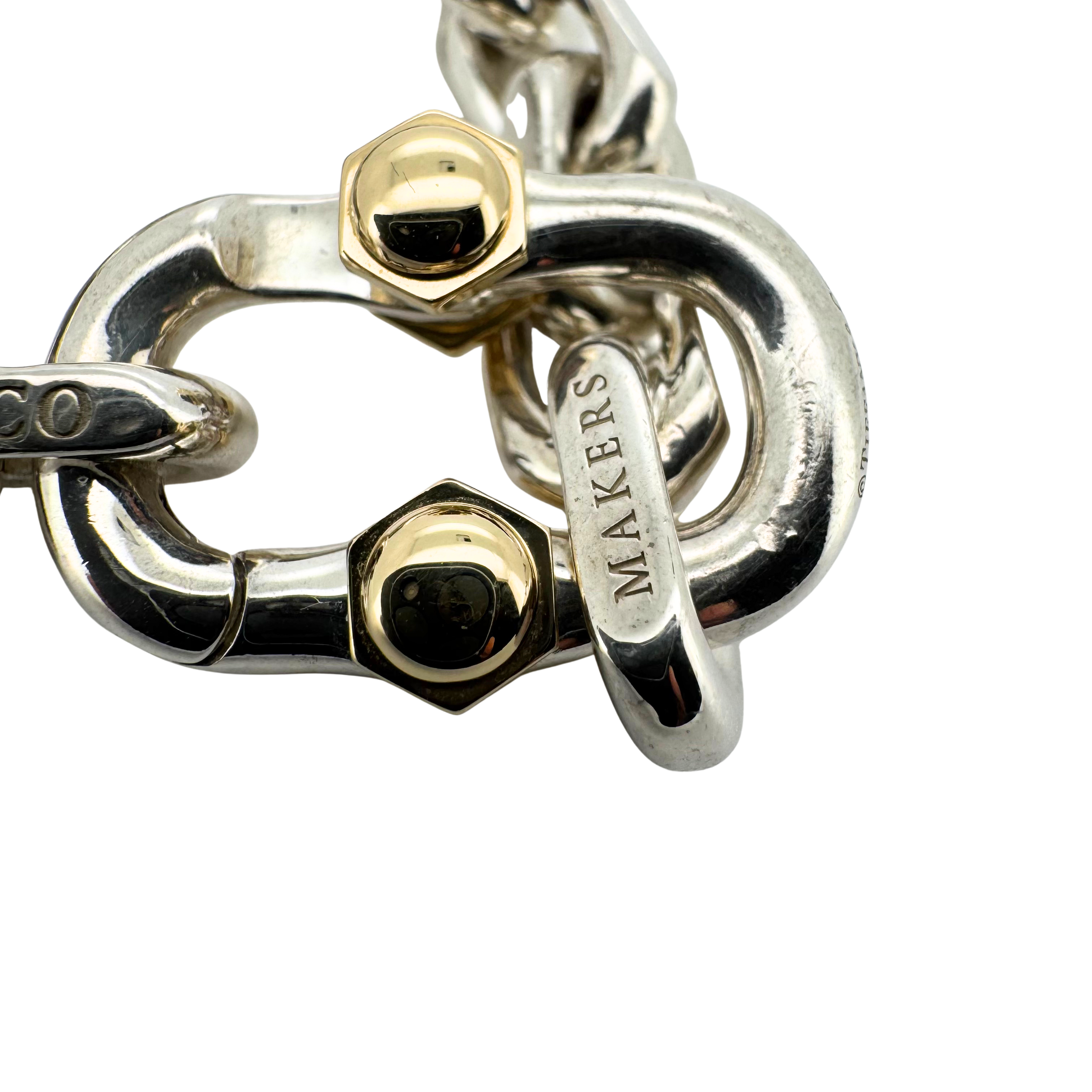 Tiffany & Co Makers Wide Chain Bracelet in Sterling Silver & 18k Gold
