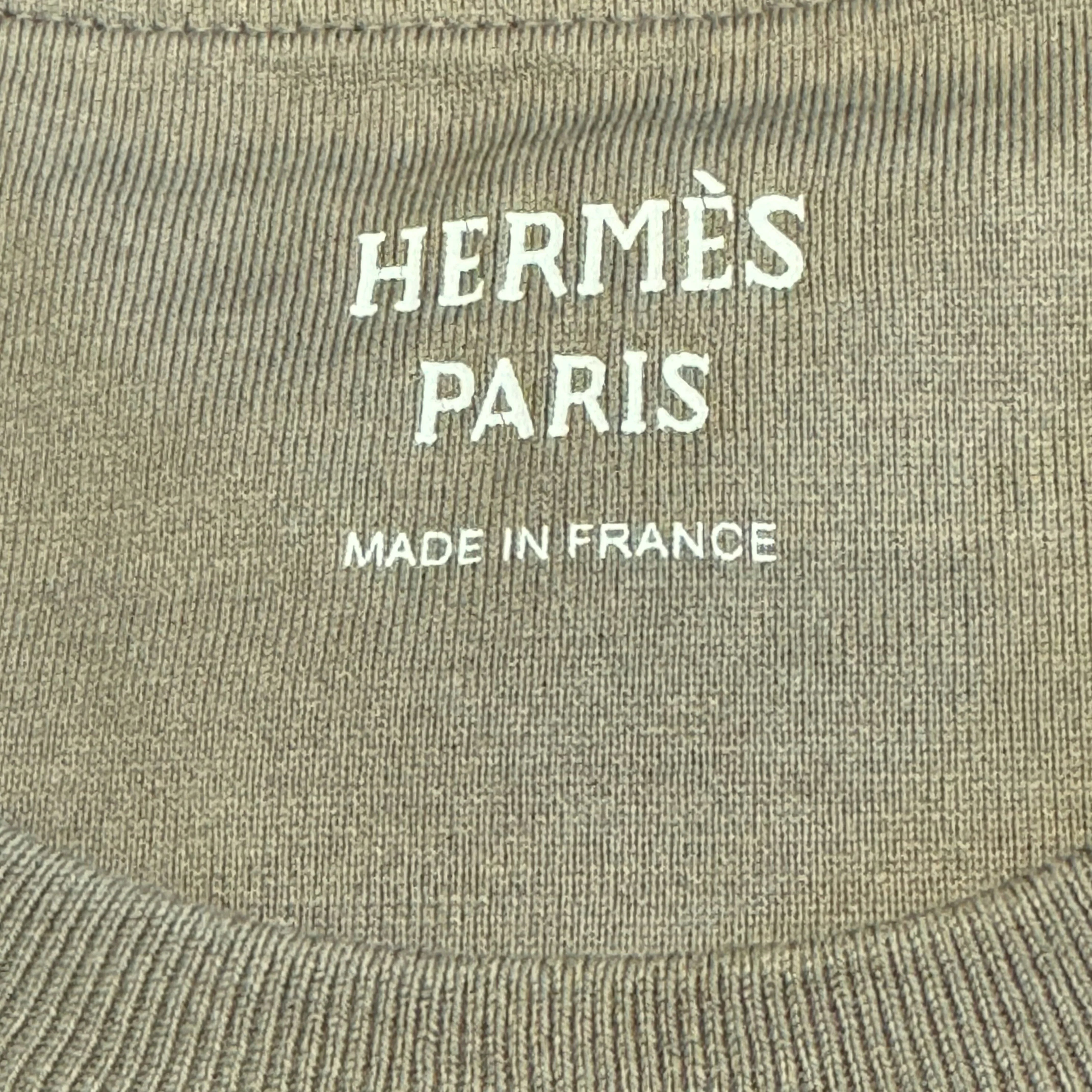 Hermes Droit Poche Brodée T-shirt Khaki size 40