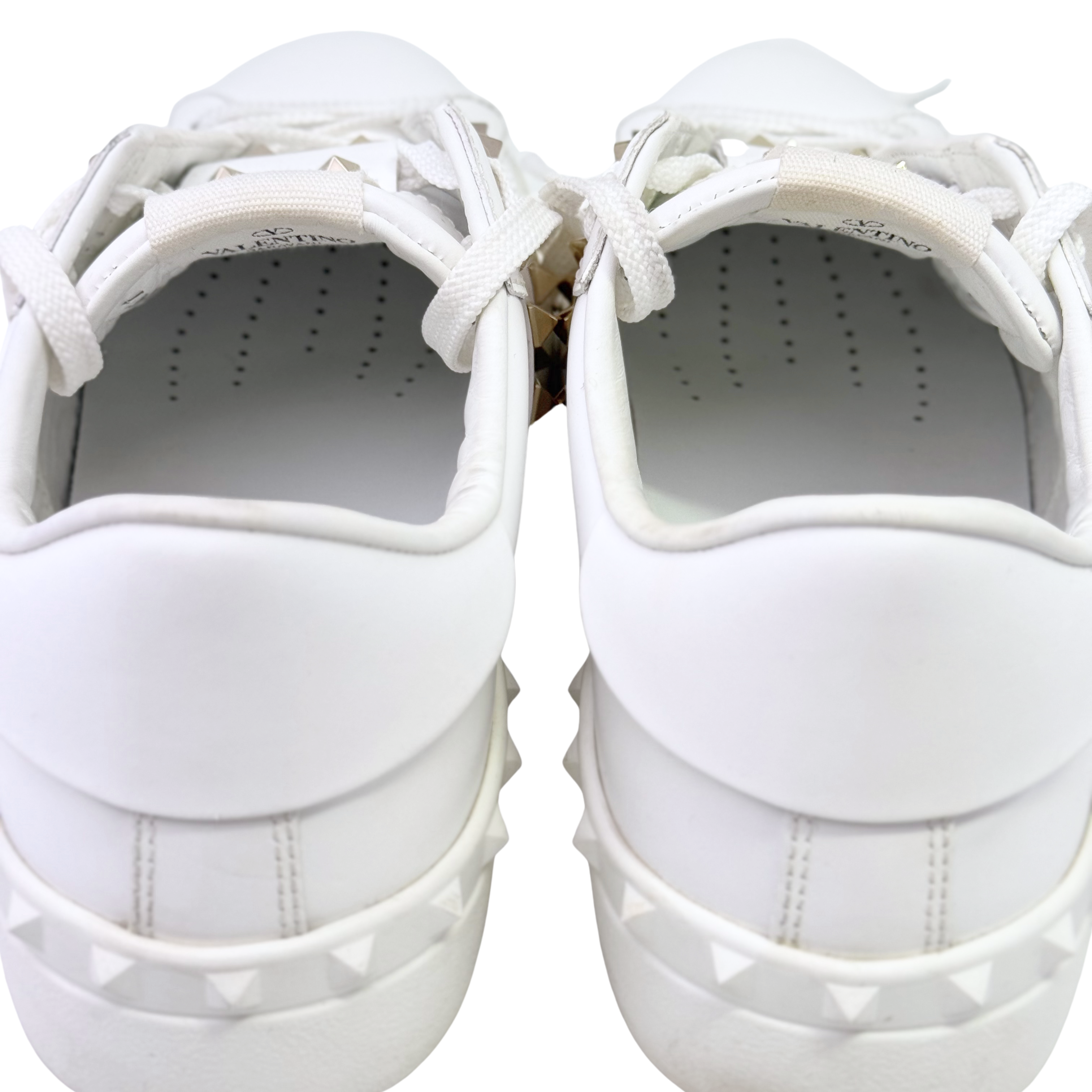 White Valentino RockStud Sneakers, 8 US
