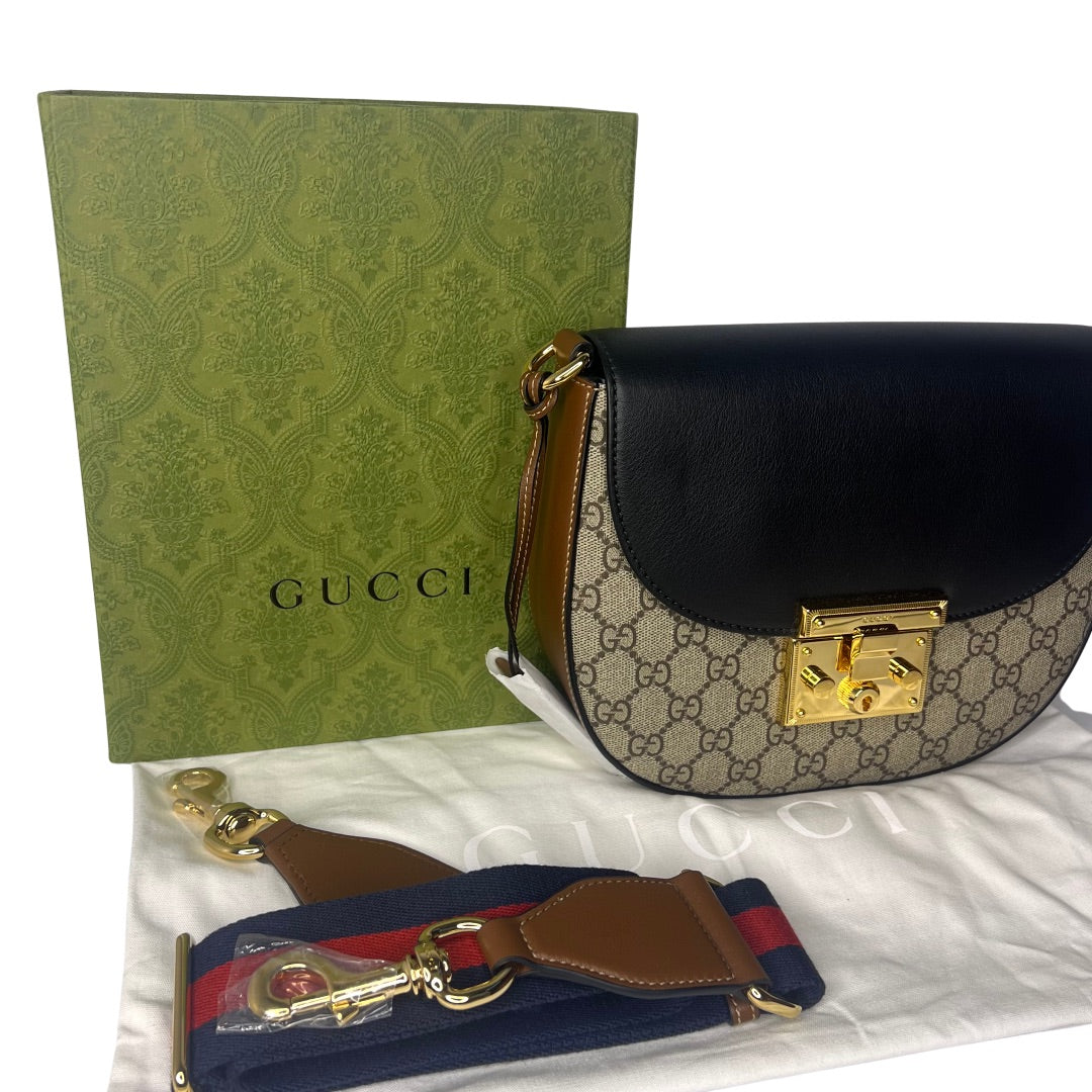Gucci Padlock Medium GG Supreme Saddle Messenger Bag