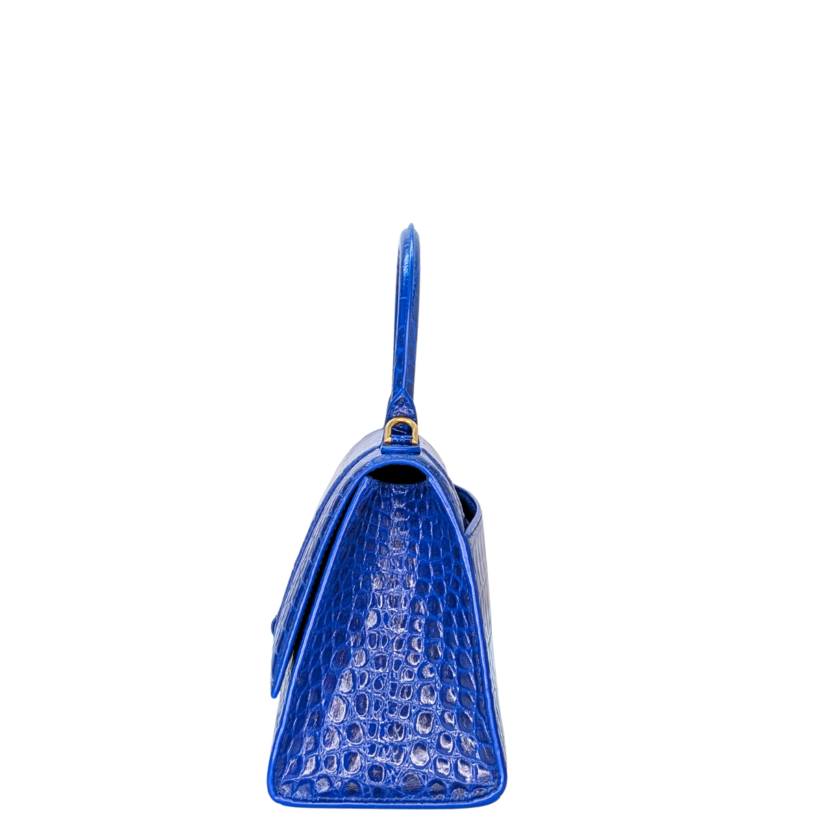 Balenciaga Hourglass Crocodile Embossed Blue