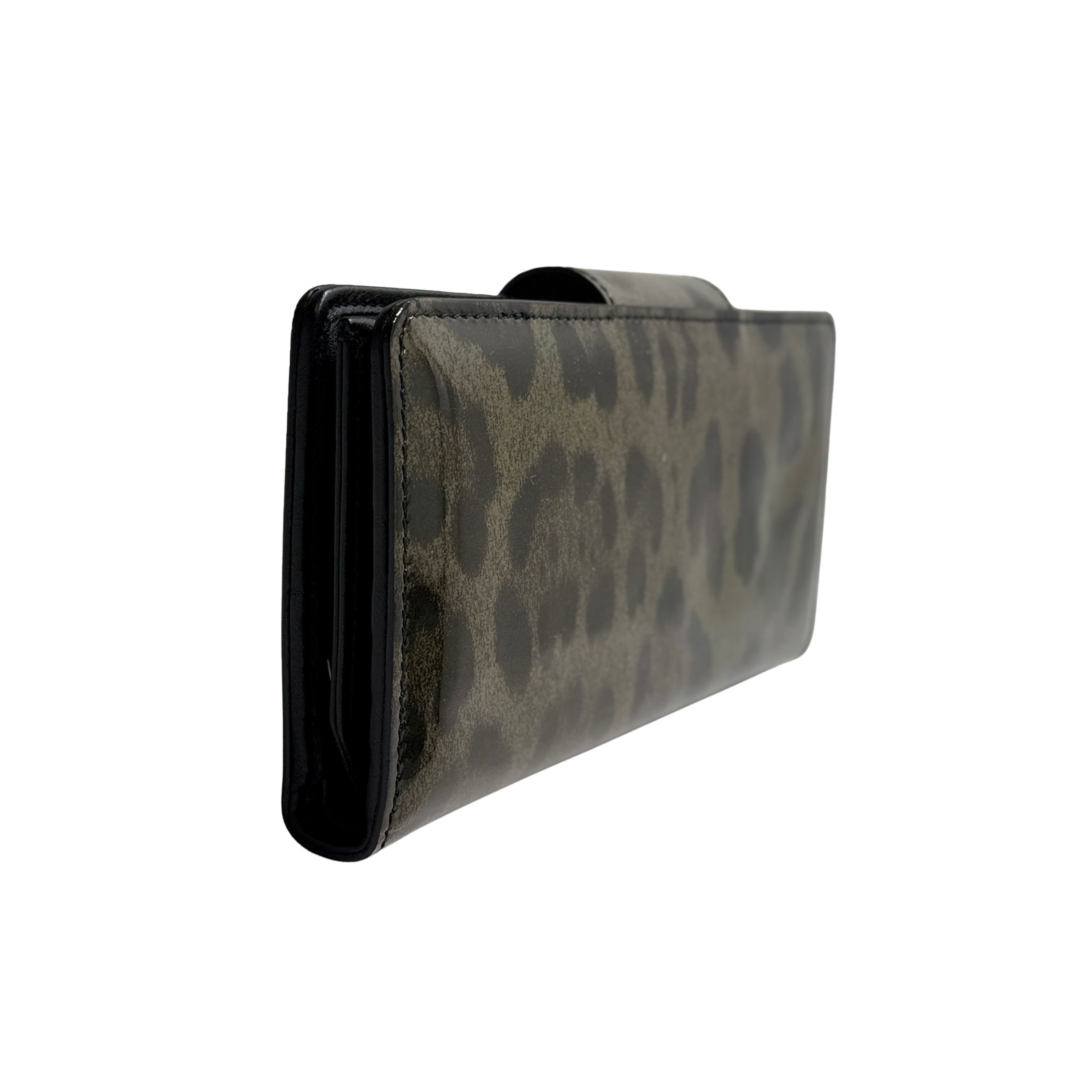 Dolce & Gabbana Leopard Print Leather Wallet Khaki