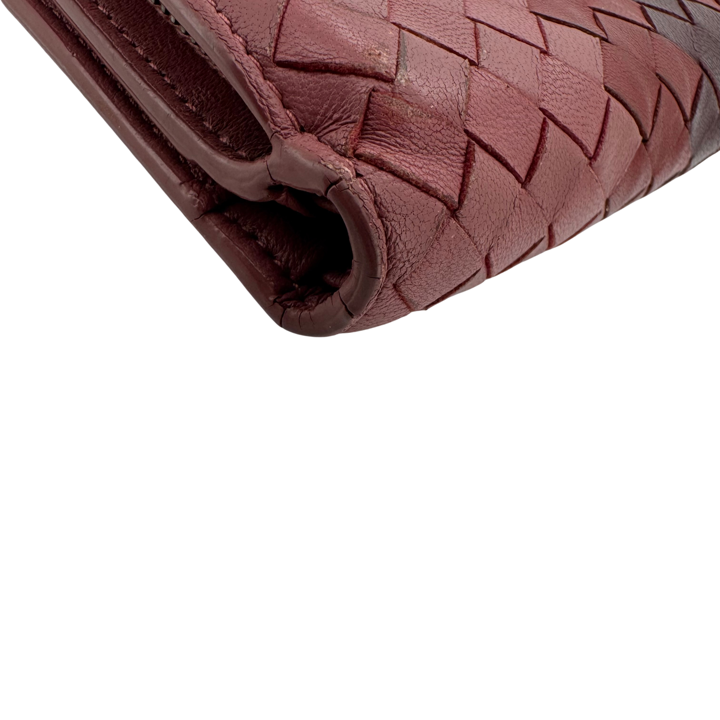 Bottega Veneta Tri Color Intrecciato Leather French Flap Wallet