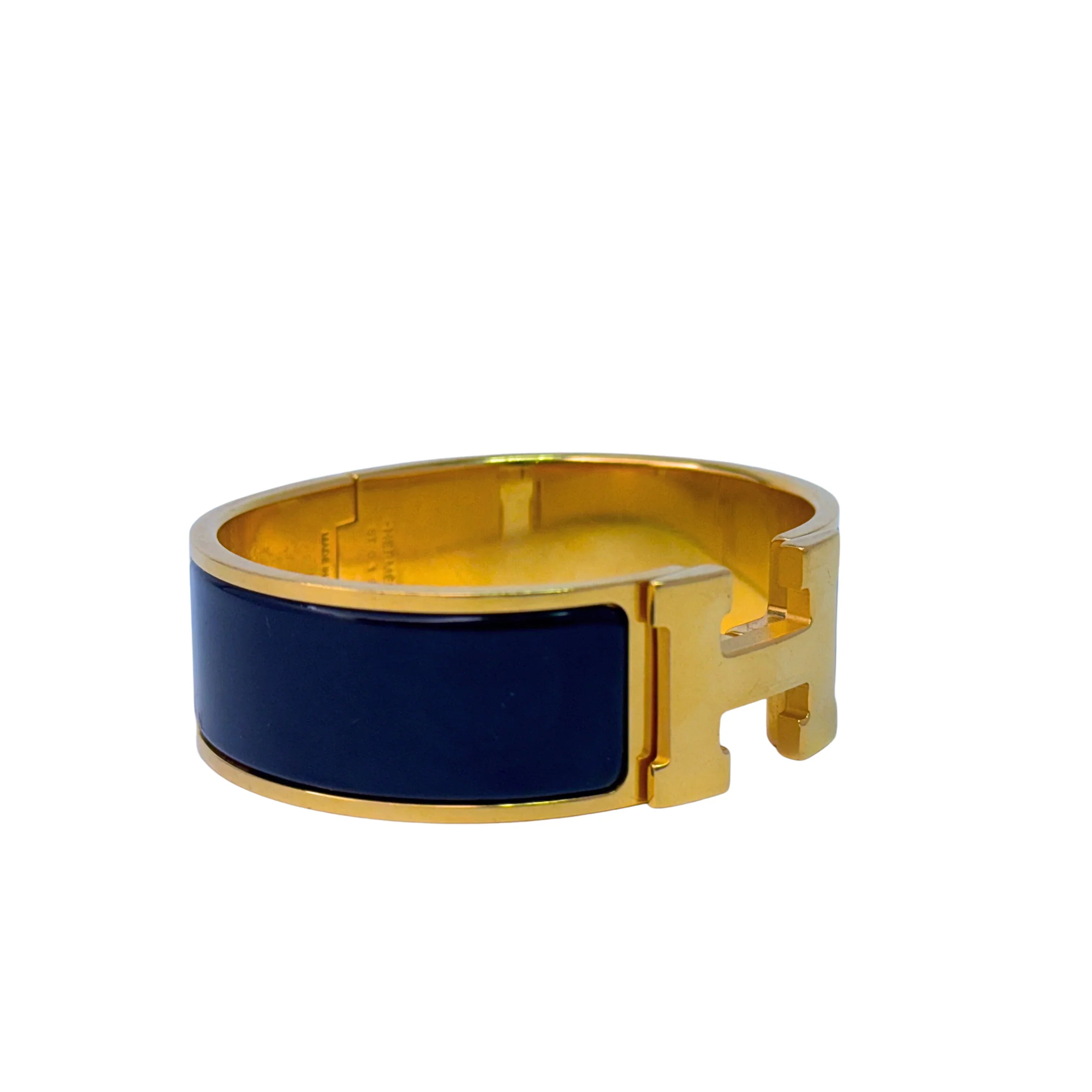 Hermes Clic Clac H Ultramarine Enamel Gold Hardware Bracelet - Lost Designer