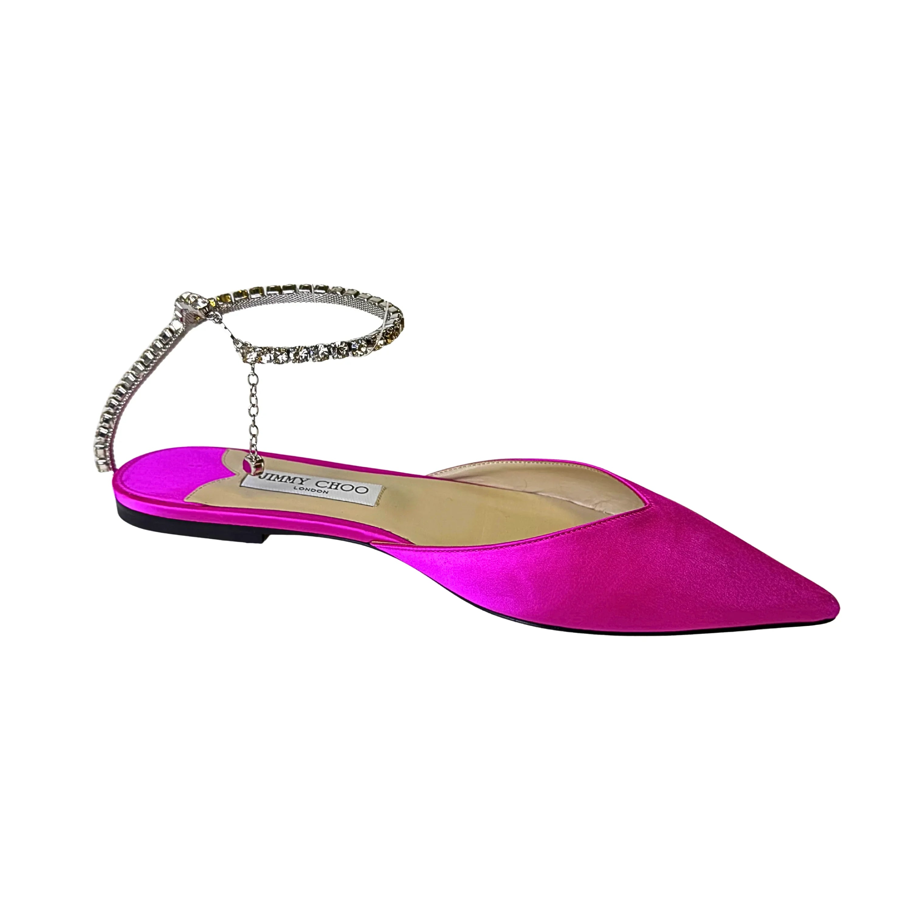 Jimmy Choo Saeda Fuchisca Satin Flats , 40 - Lost Designer
