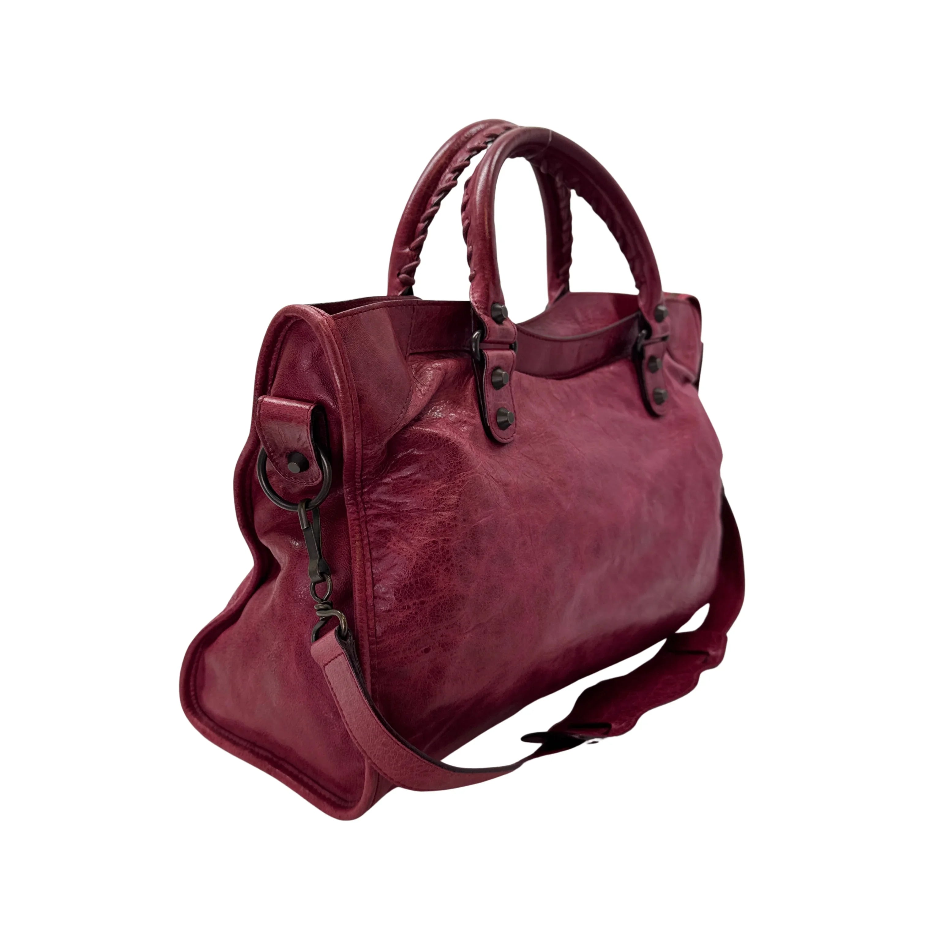 Balenciaga City Bag Small Leather Wine Red - Lost Designer