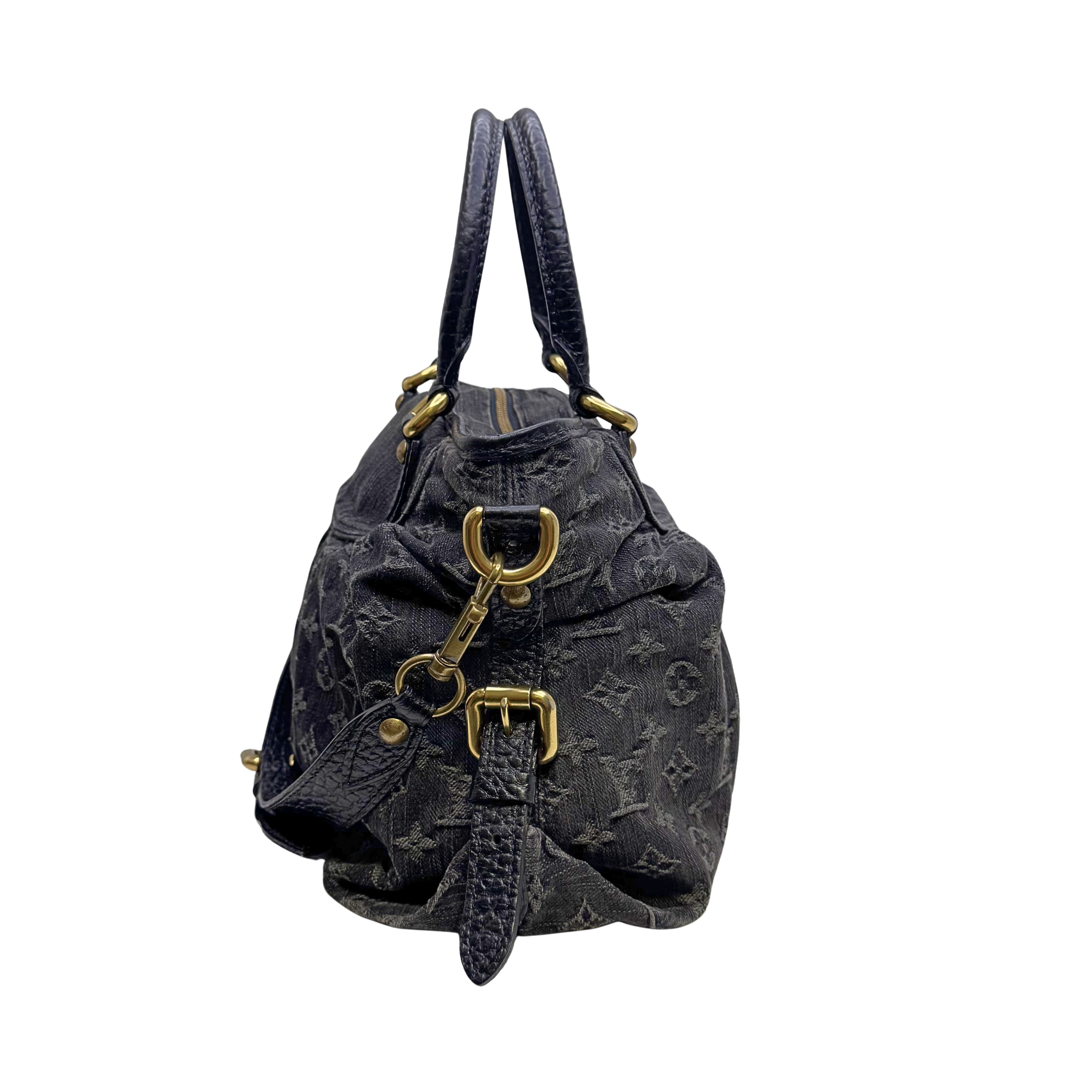 Louis Vuitton Neo Cabby MM Handbag Denim Black