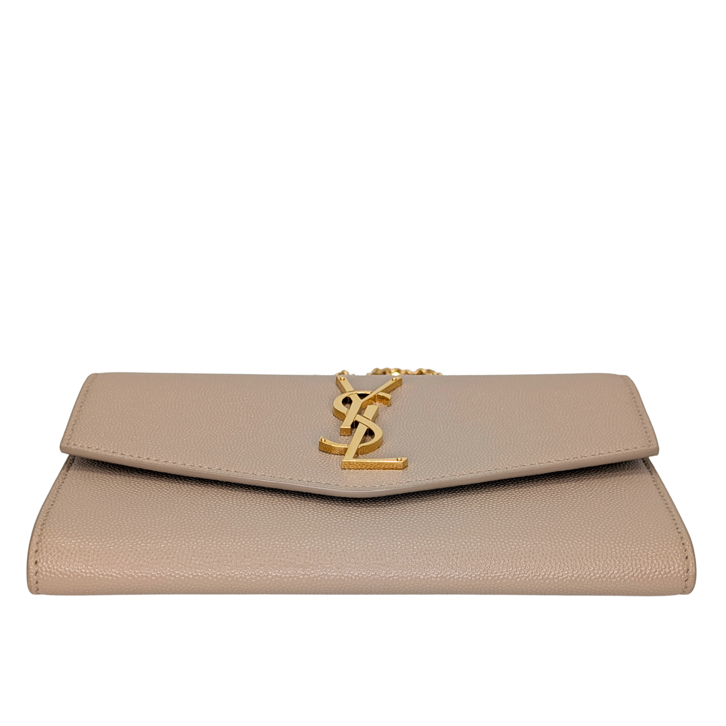 Yves Saint Laurent Uptown Wallet on Chain Dark Beige