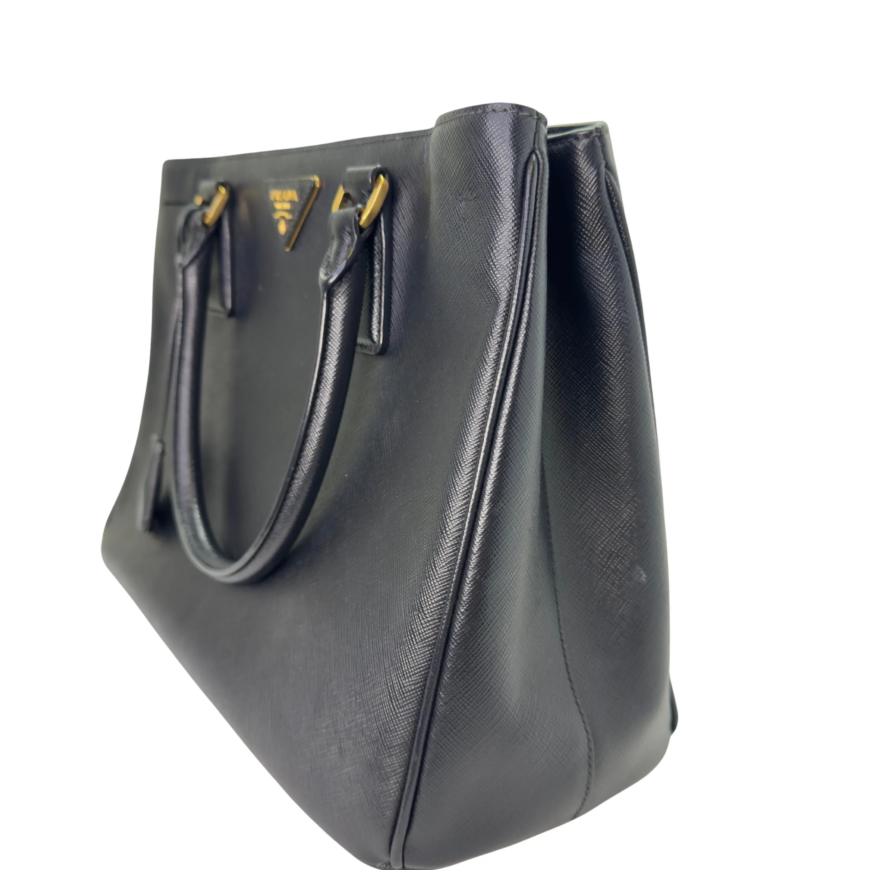 Prada Safiano Lux Medium Tote Bag Black - Lost Designer