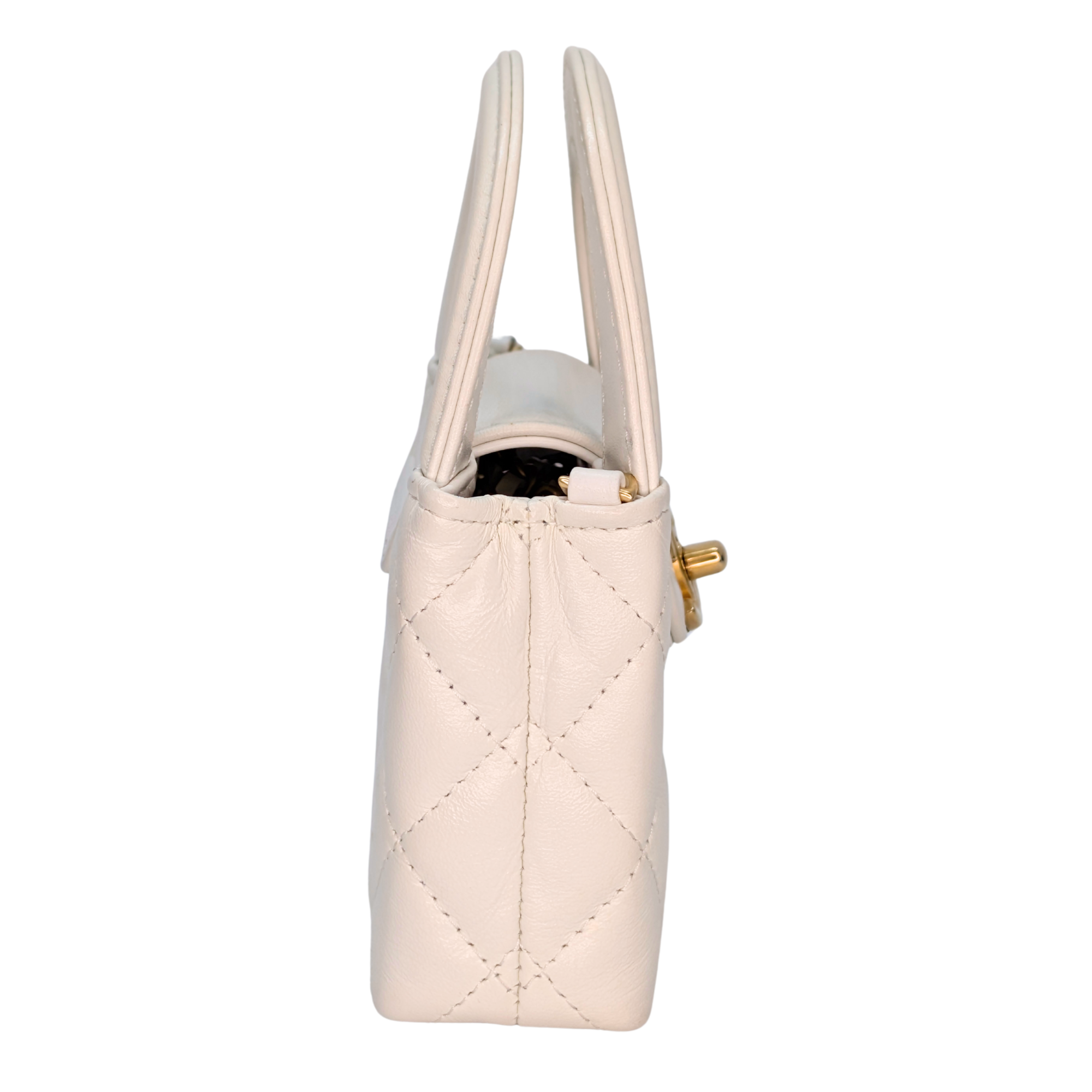 Chanel Nano Kelly Shopper Tote Bag White