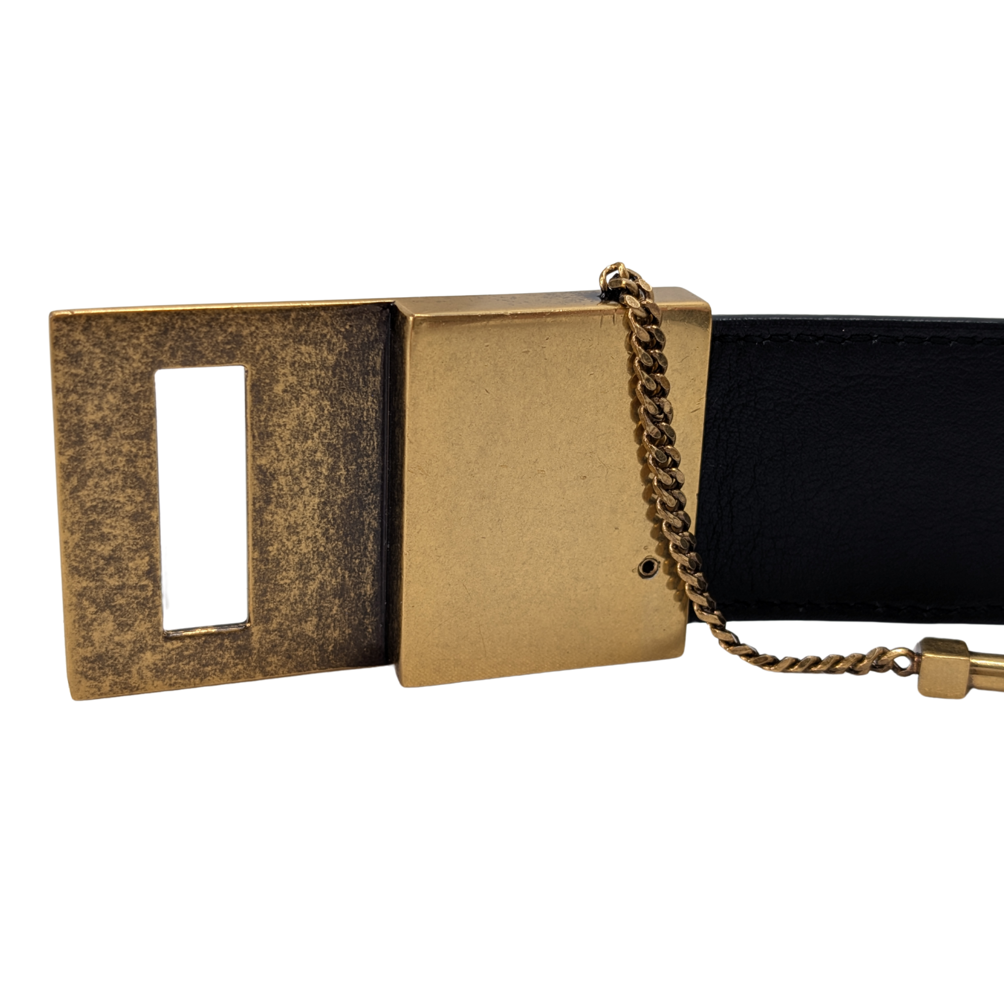 Yves Saint Lauren Embossed Crocodile Belt Black 80cm - Lost Designer