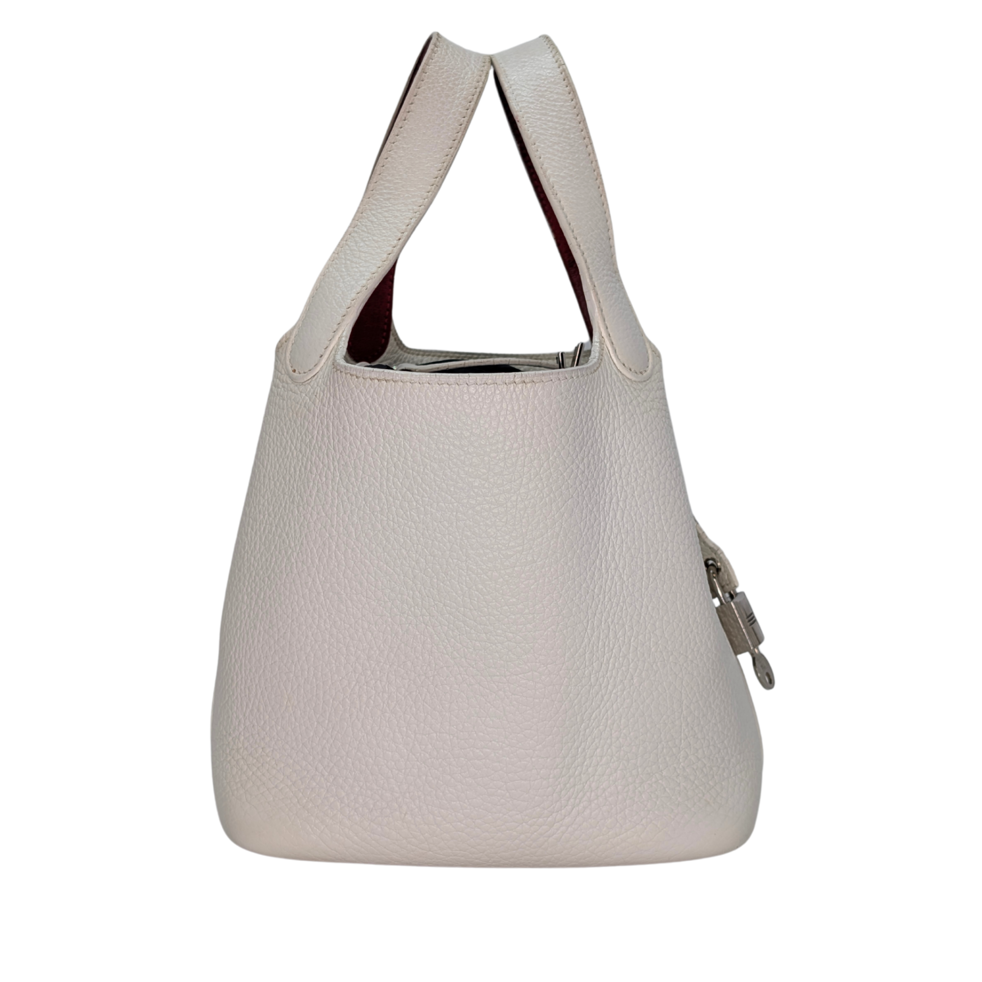 Hermès Picotin Lock PM 18 Bag Stamp J Beton/White