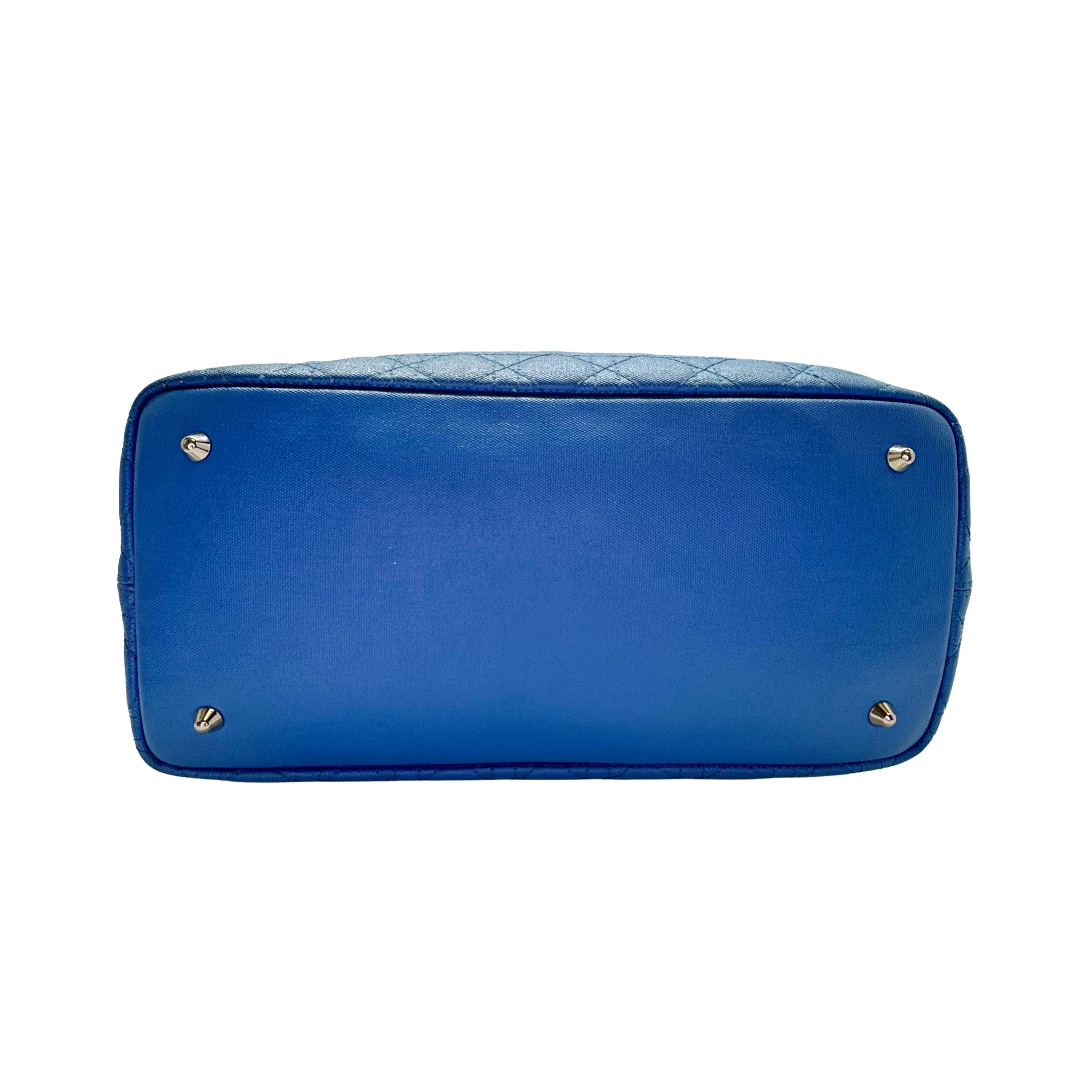 Dior Cannage Medium Panarea Tote Canvas Cobalt Blue - Lost Designer