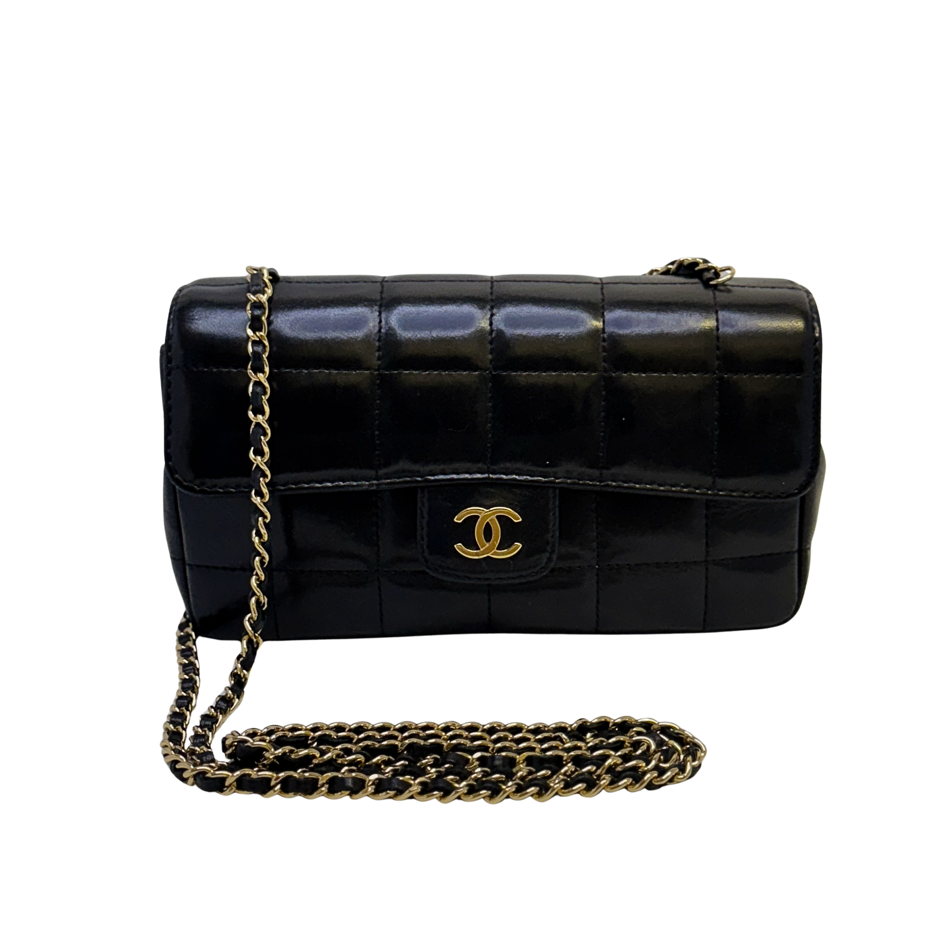 Chanel Bar Quilted Shoulder Bag Leather Black