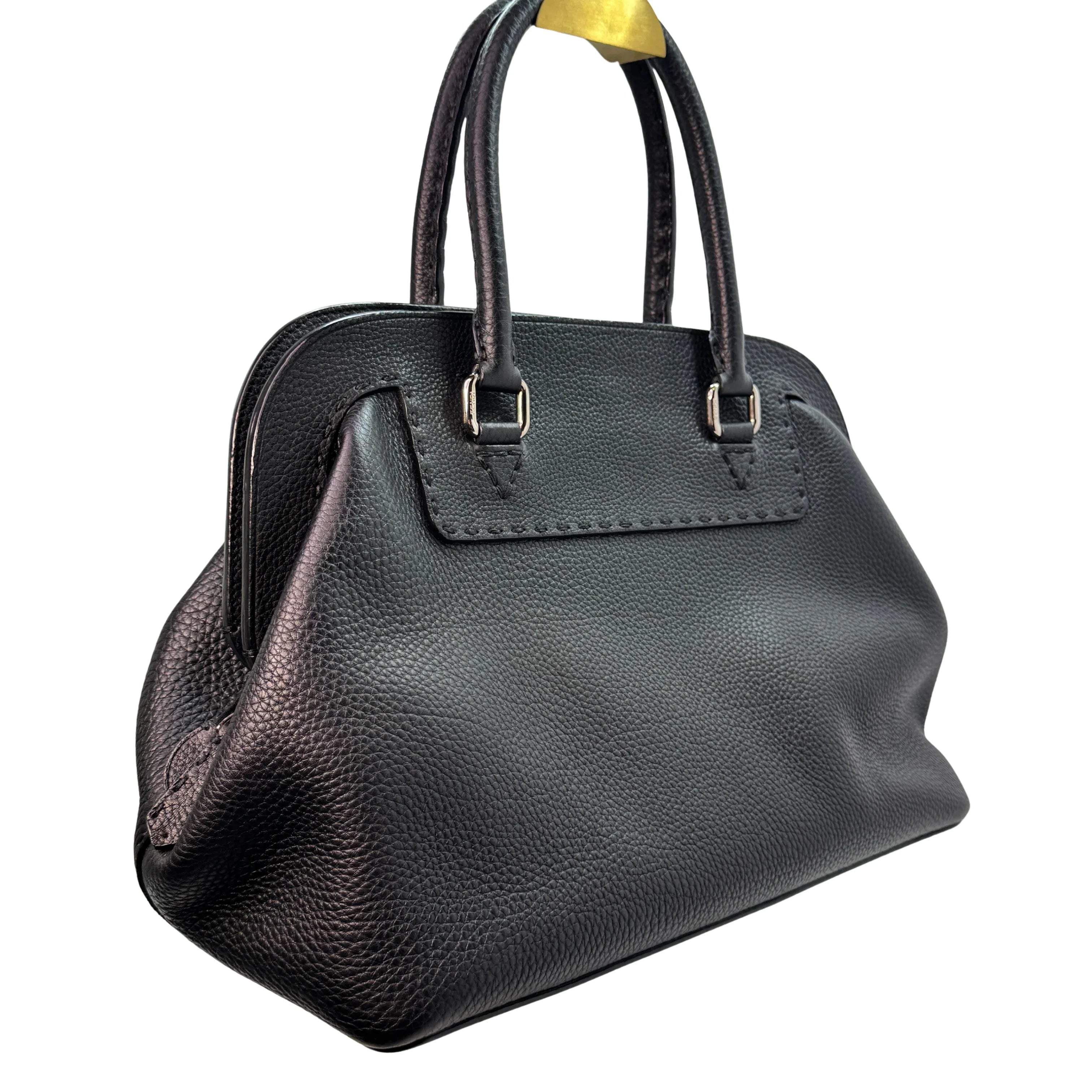 Fendi Cuoio Romano Selleria Adele 1328 Bag Black - Lost Designer