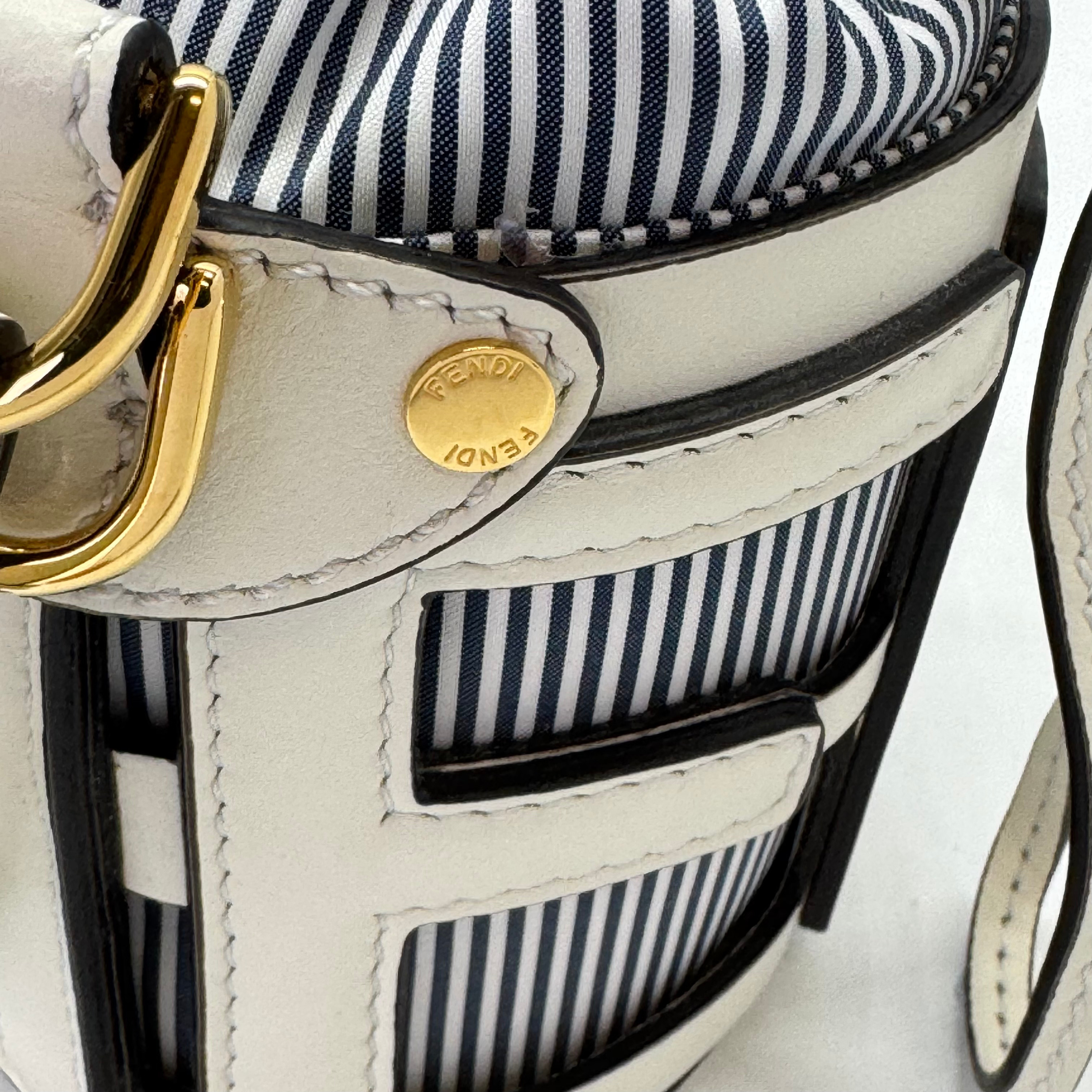 Fendi Nylon Vitello Step Out Bucket Shoulder Bag Beige Mini