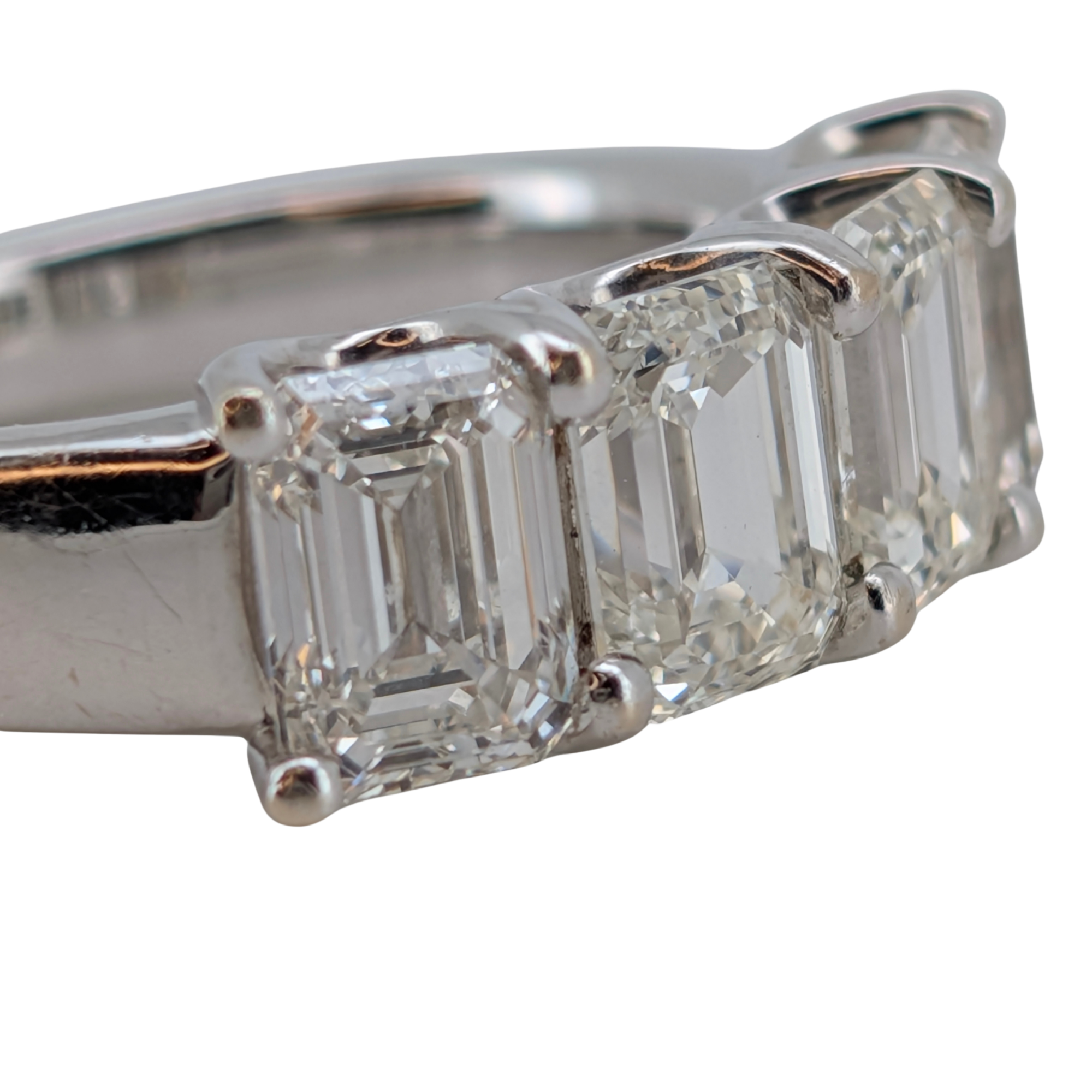 4.00Ct Natural Diamond Emerald Cut Ring In 18K White Gold