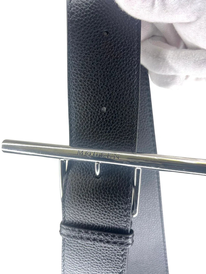 Alexander McQueen Black Leather T-Bar Sling Shoulder Bag - Lost Designer