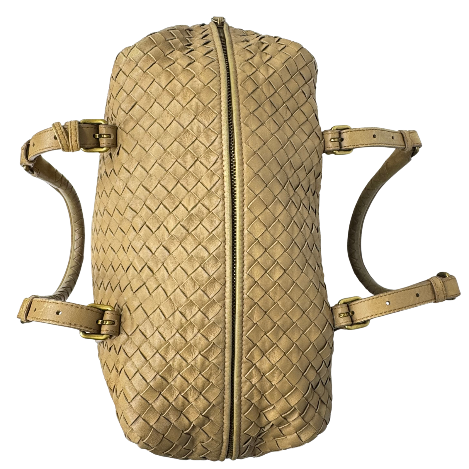 Bottega Veneta Nappa Intrecciato Padlock Montaigne Moutarde Beige Bag
