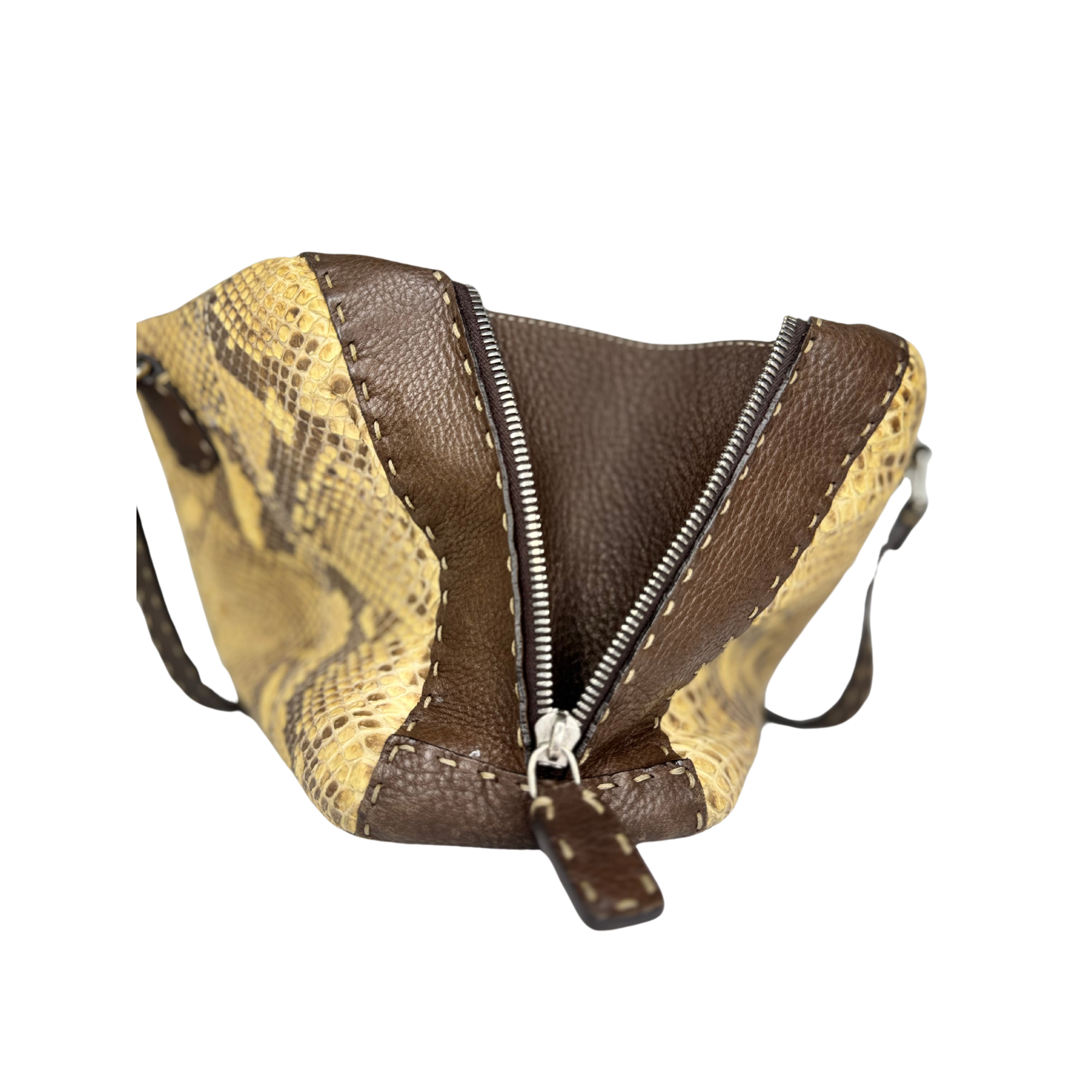 Fendi Selleria Snakeskin Leather Shoulder Bag