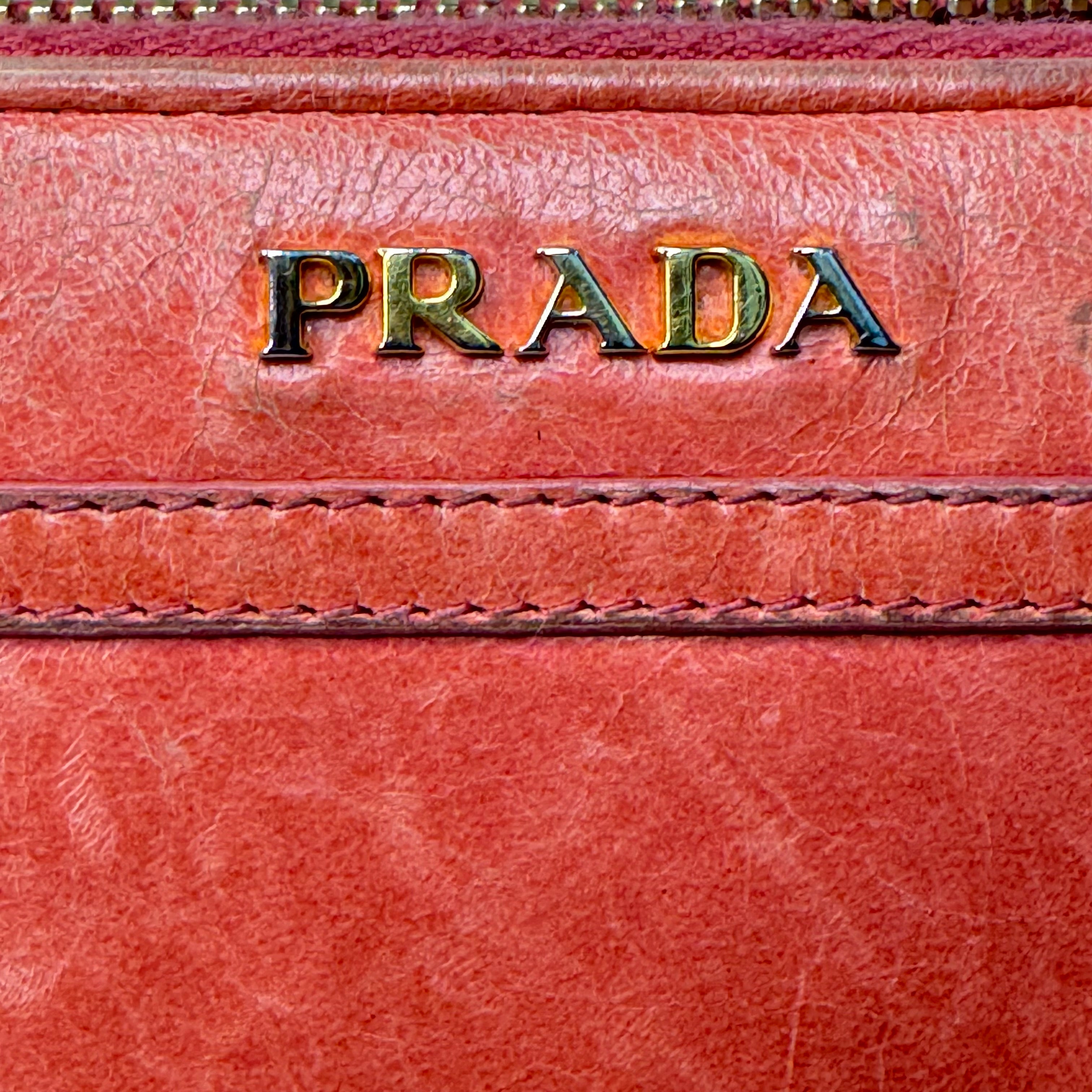 Prada Pink Leather Long Wallet with Zip Coin Compartment