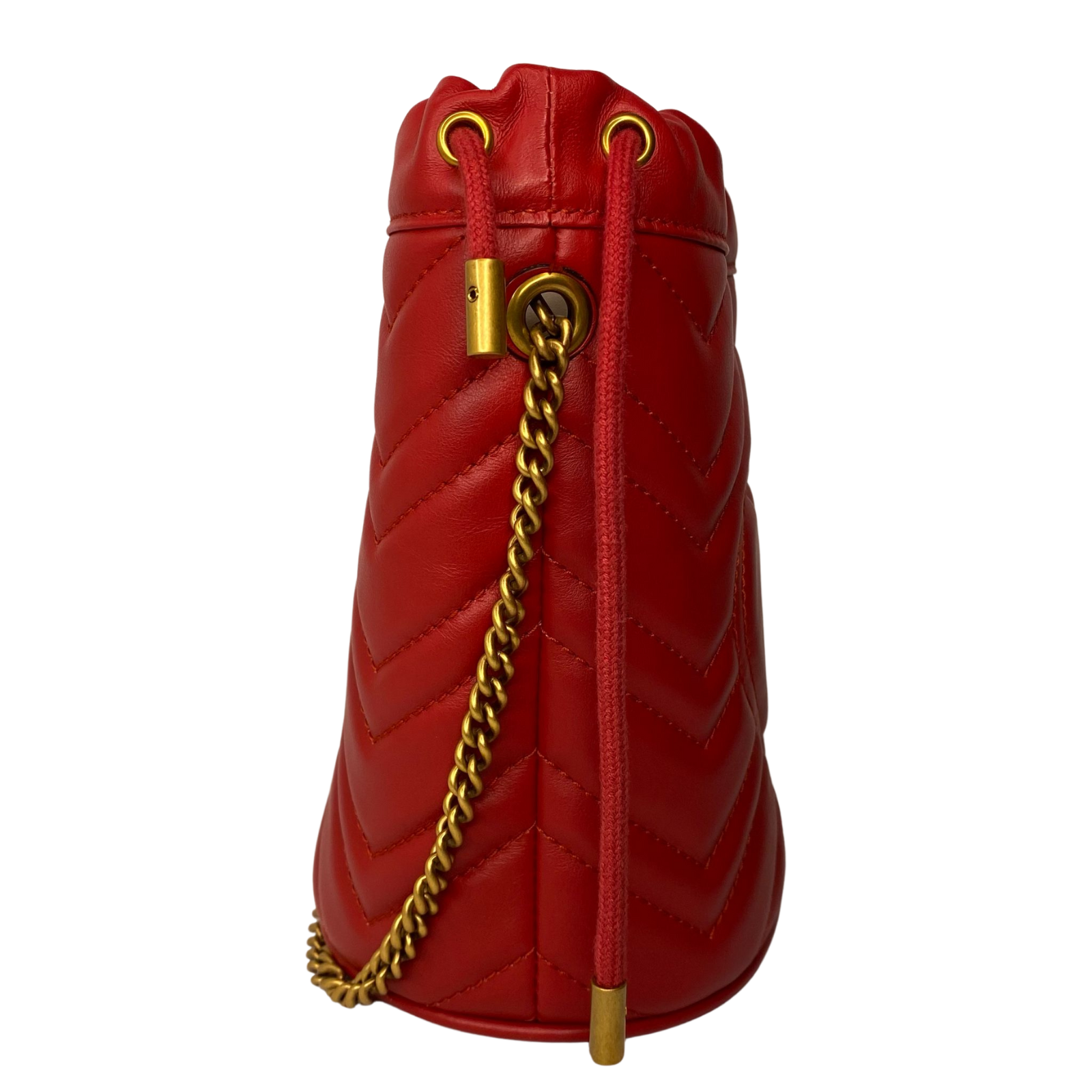 Gucci Calfskin Matelassé Mini GG Marmont Bucket Bag – Hibiscus Red