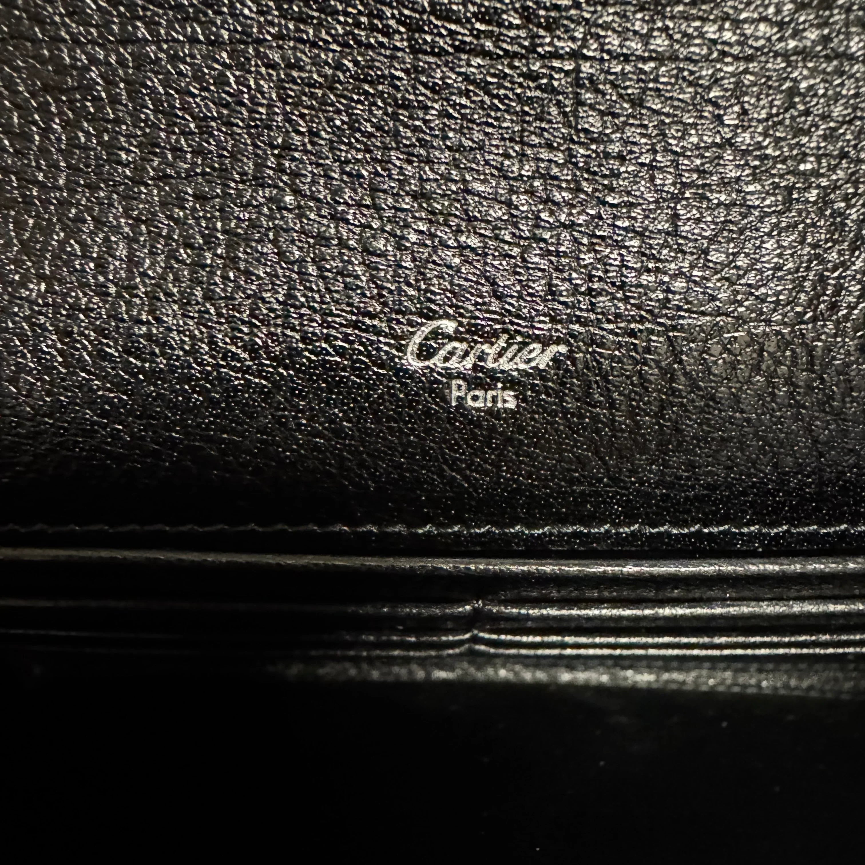 Cartier Black Leather Long Folding Wallet
