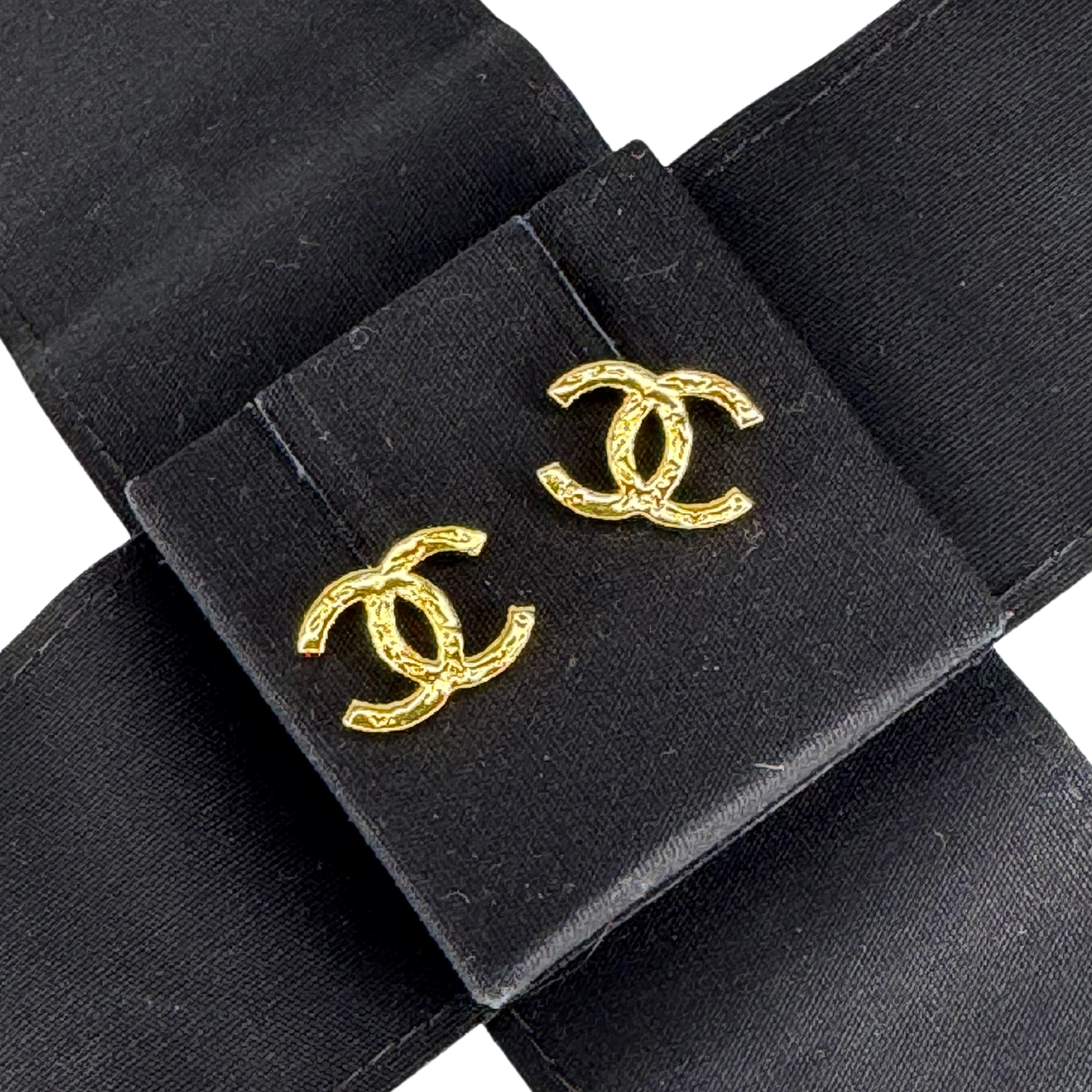 Chanel 18K Gold-Plated CC Logo Stud Earrings