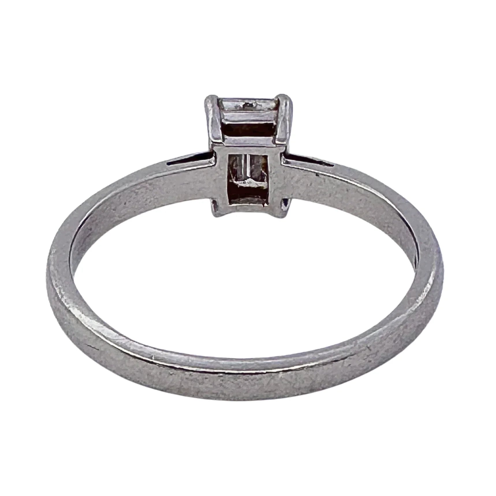 0.73ct Colour F-G Clarity VVS2-VVS1 Diamond emerald cut on platinum Ring O½ - Lost Designer