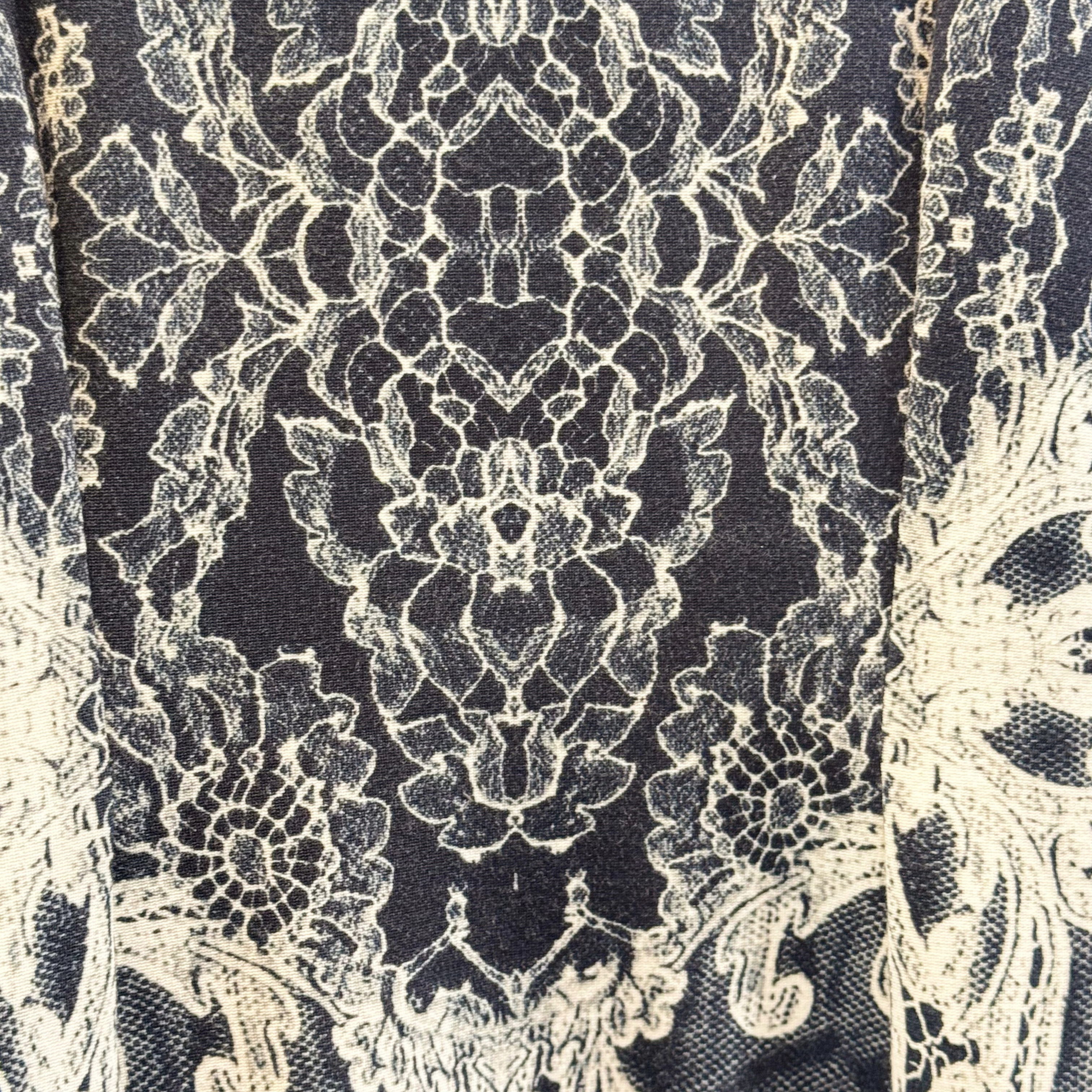 Roberto Cavalli Class Cavalli Floral Long Sleeve Dress 38 Black/White