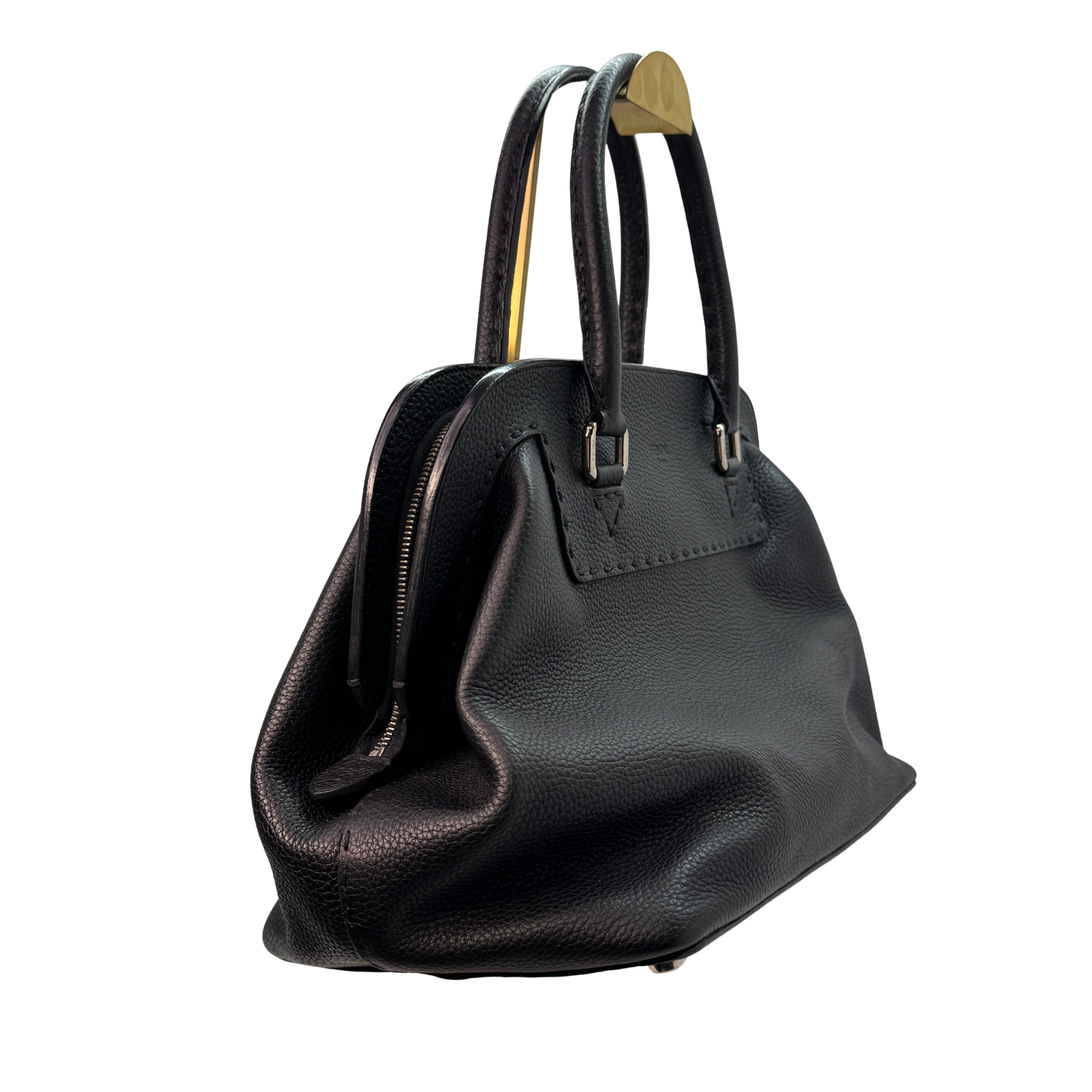 Fendi Cuoio Romano Selleria Adele 1328 Bag Black