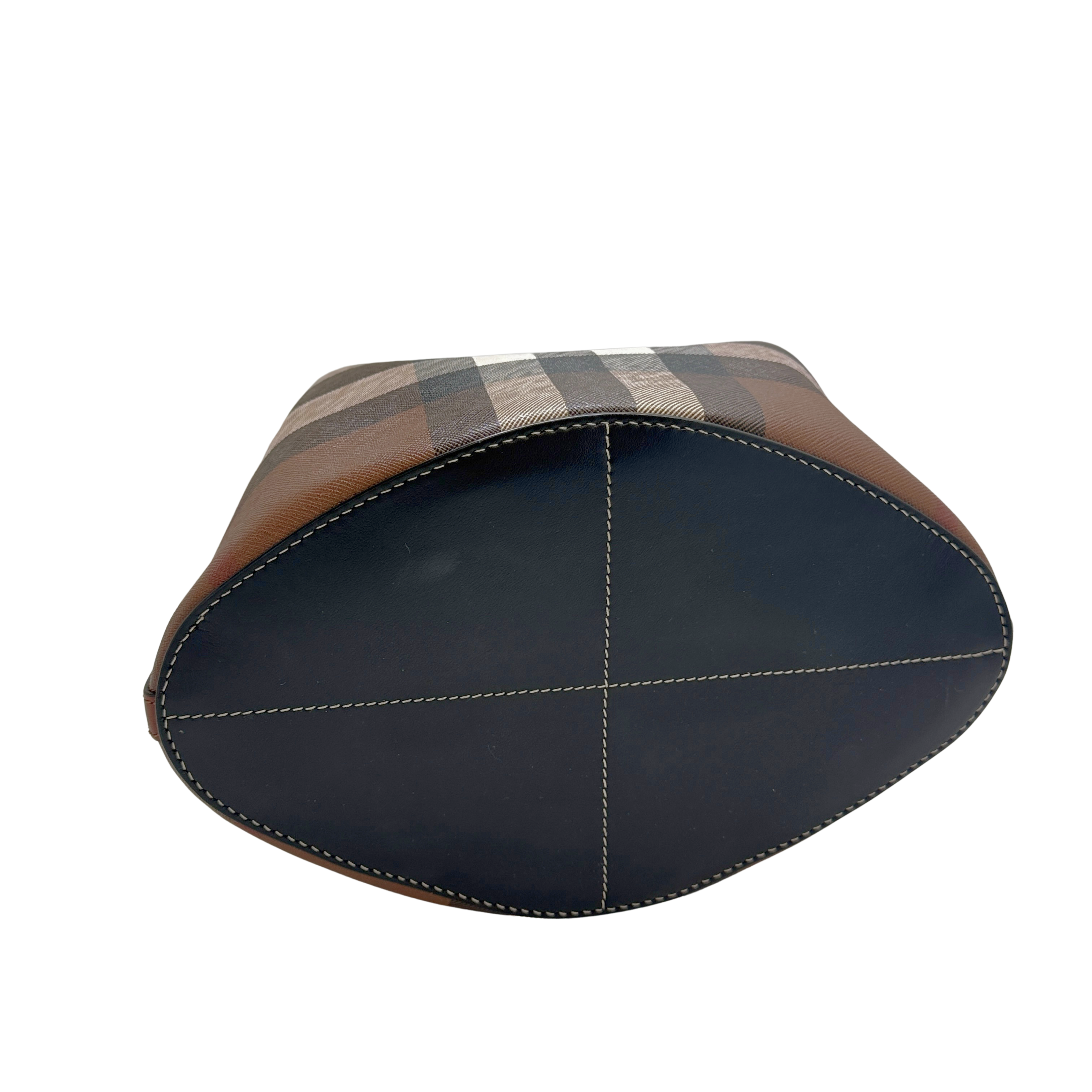Burberry TB Small Check Bucket Bag Brown