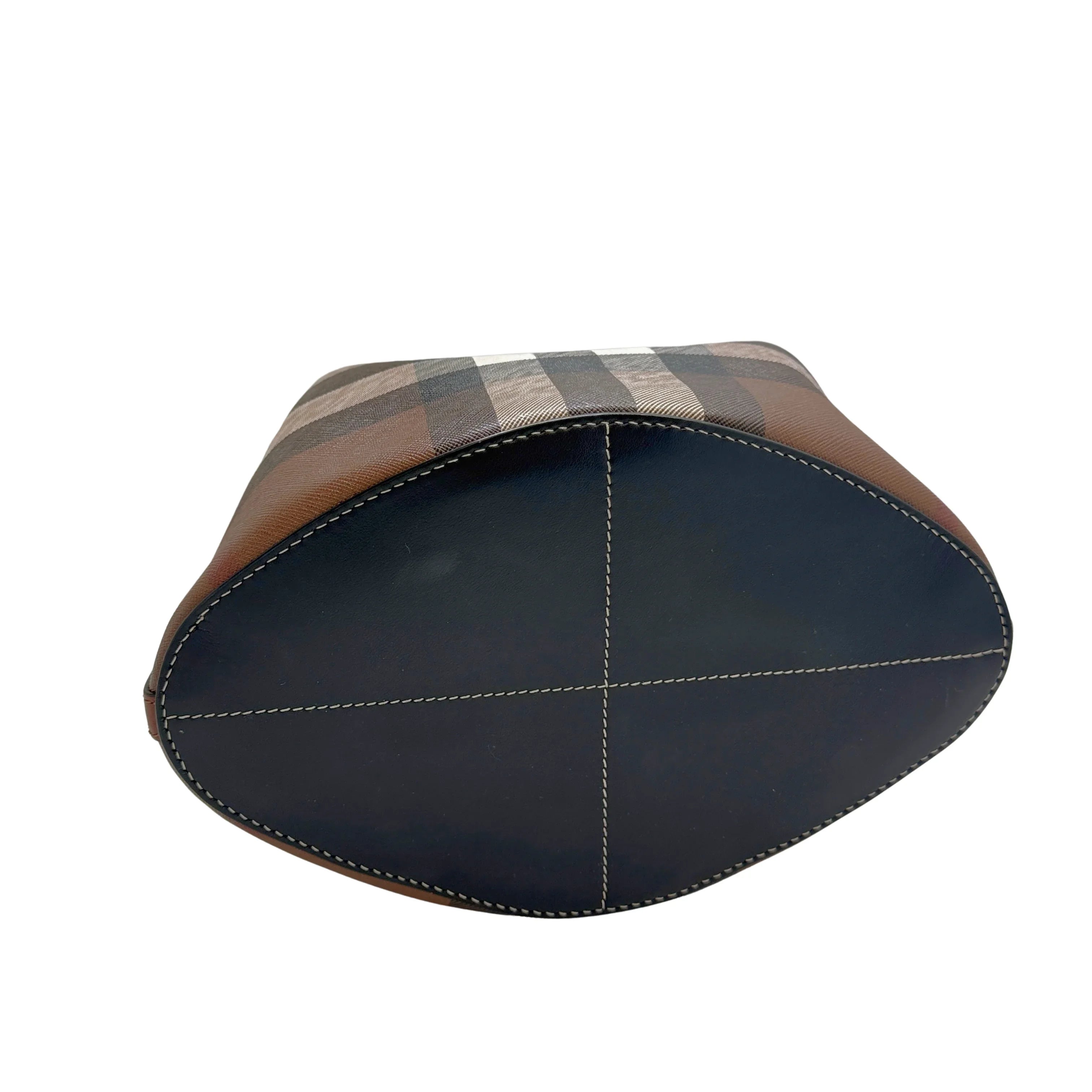 Burberry TB Small Check Bucket Bag Brown - Lost Designer