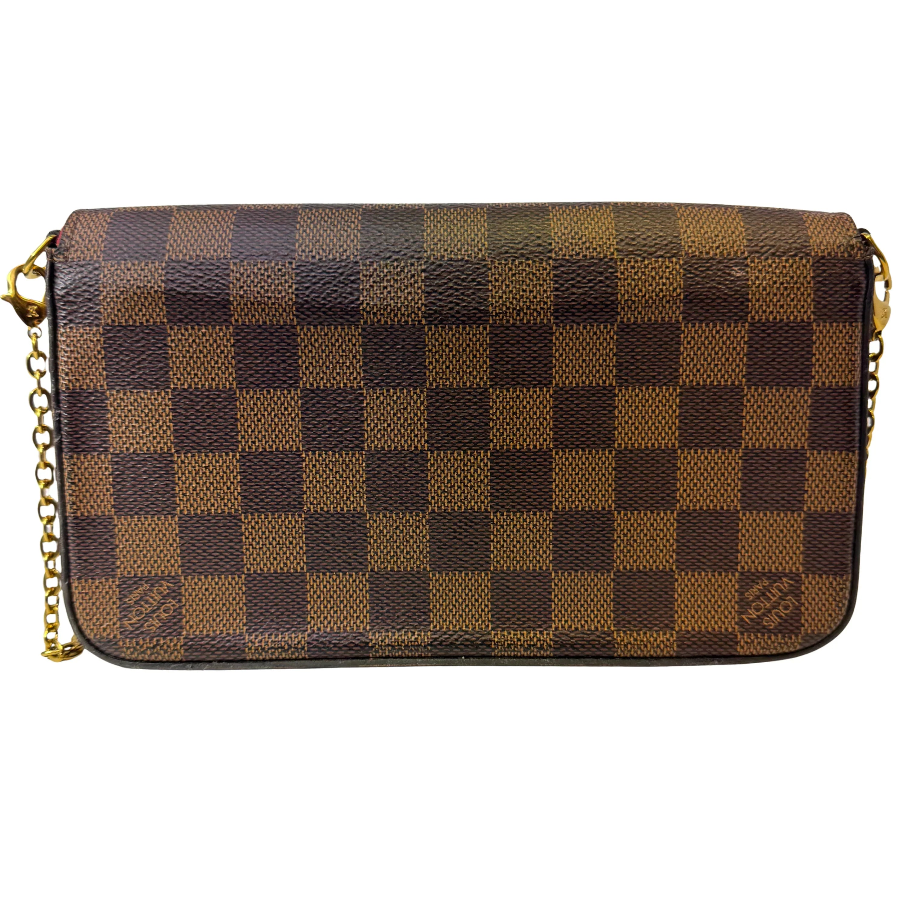 Louis Vuitton Damier Ebene Felicie Pochette Chain Wallet Bag - Lost Designer