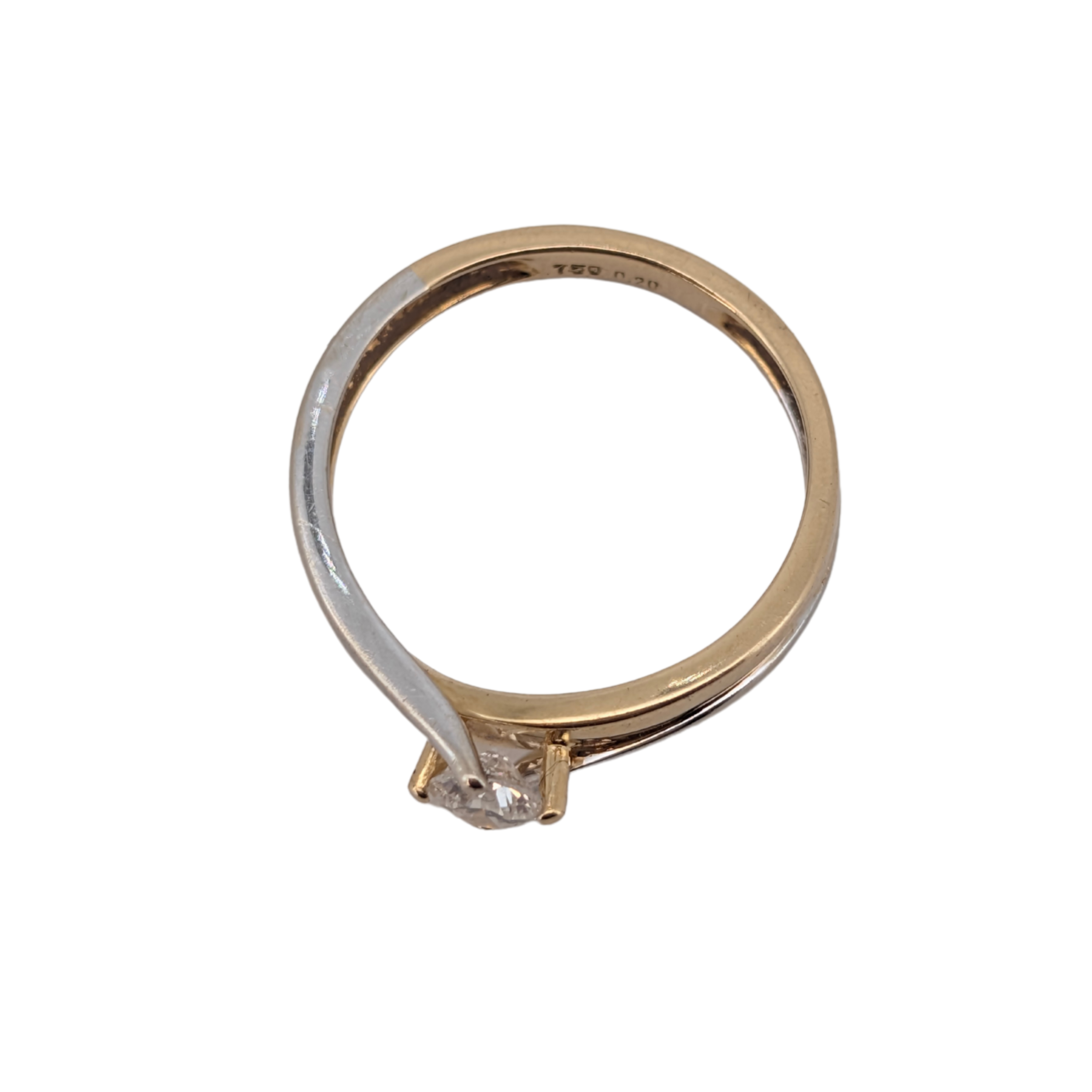 0.20Ct Natural Diamond Solitaire Ring In 18K Yellow & White Gold