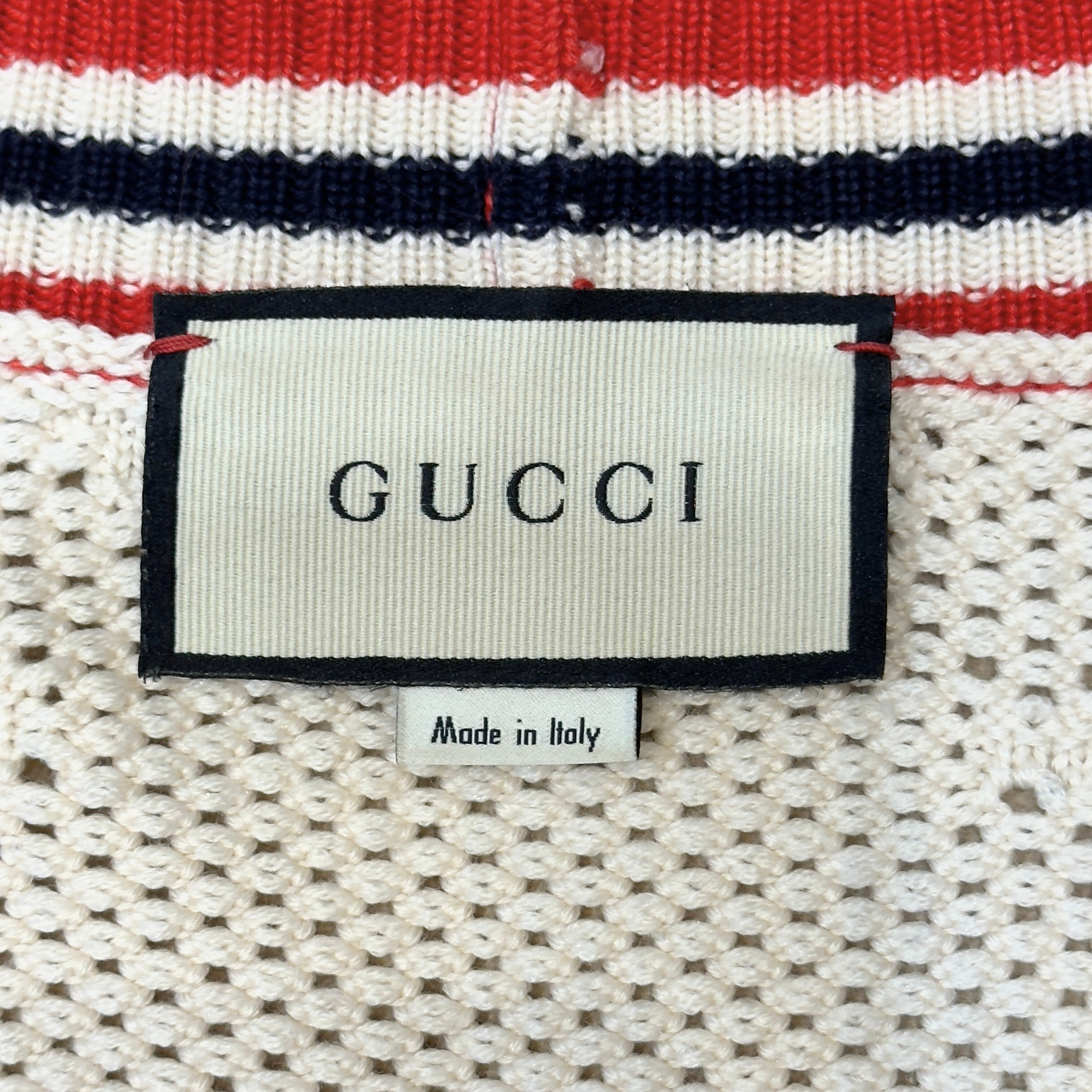 Gucci Striped Knit Cardigan Wool White Large