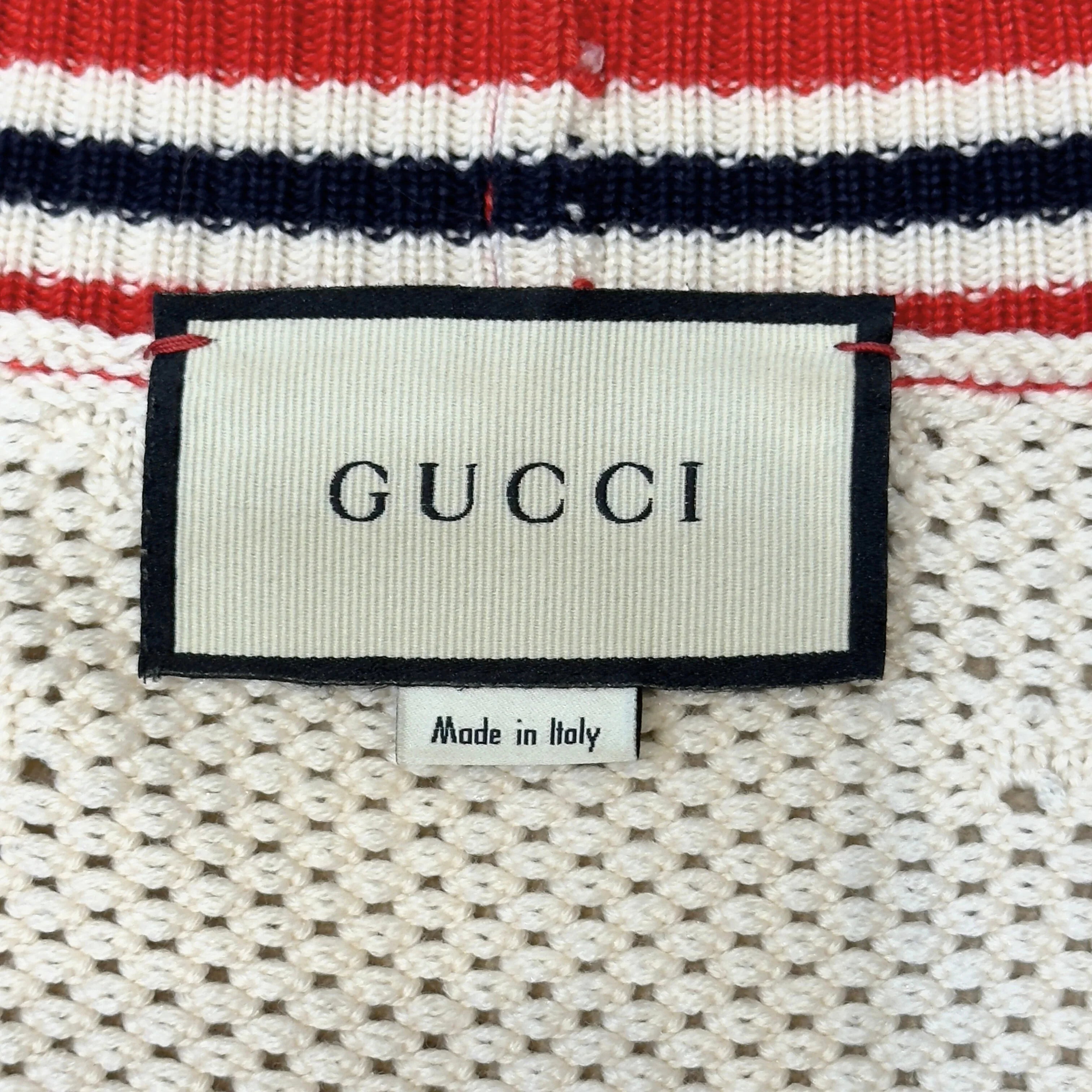 Gucci Striped Knit Cardigan Wool White Large - Lost Designer
